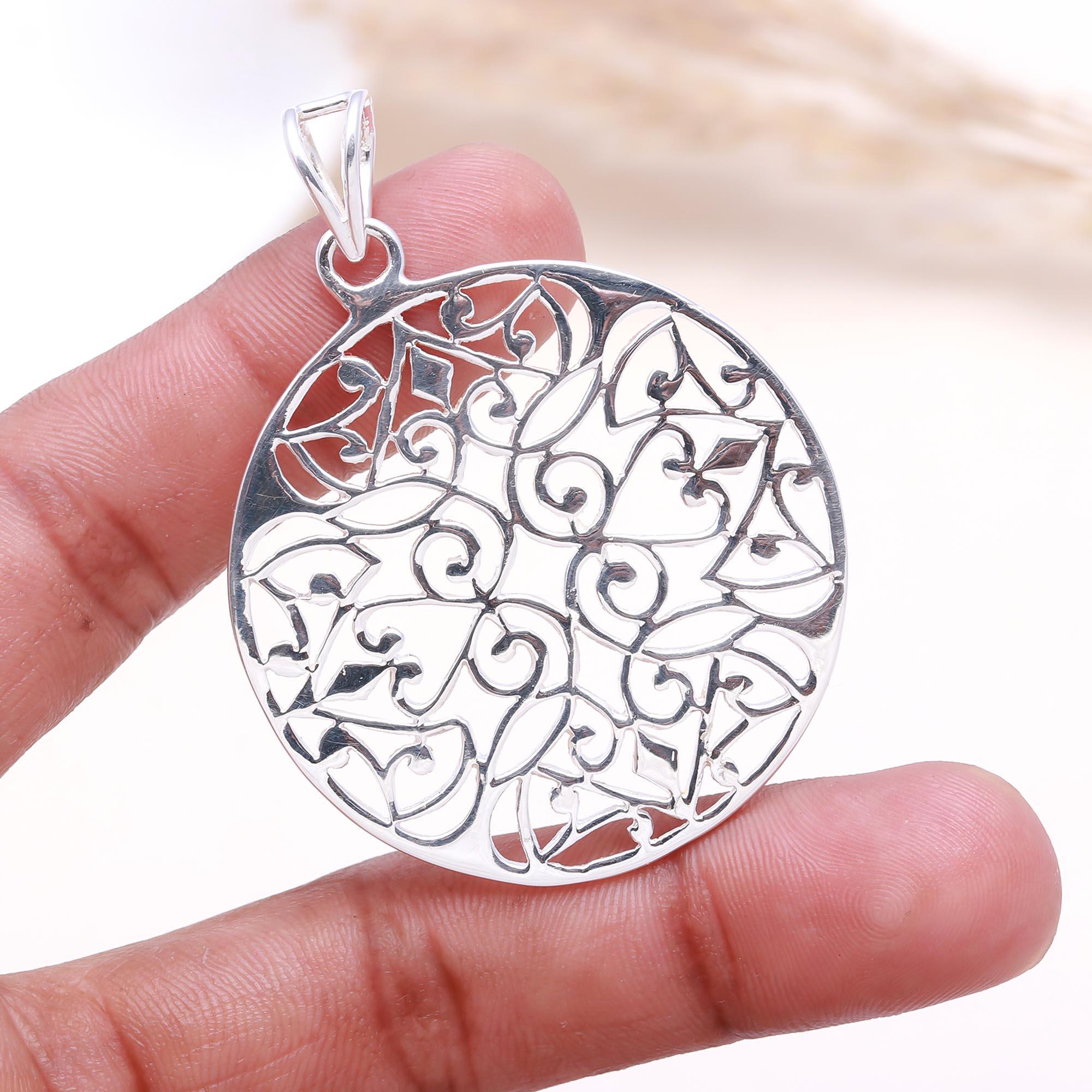 The Sacred Circle: Round Silver Filigree Pendant