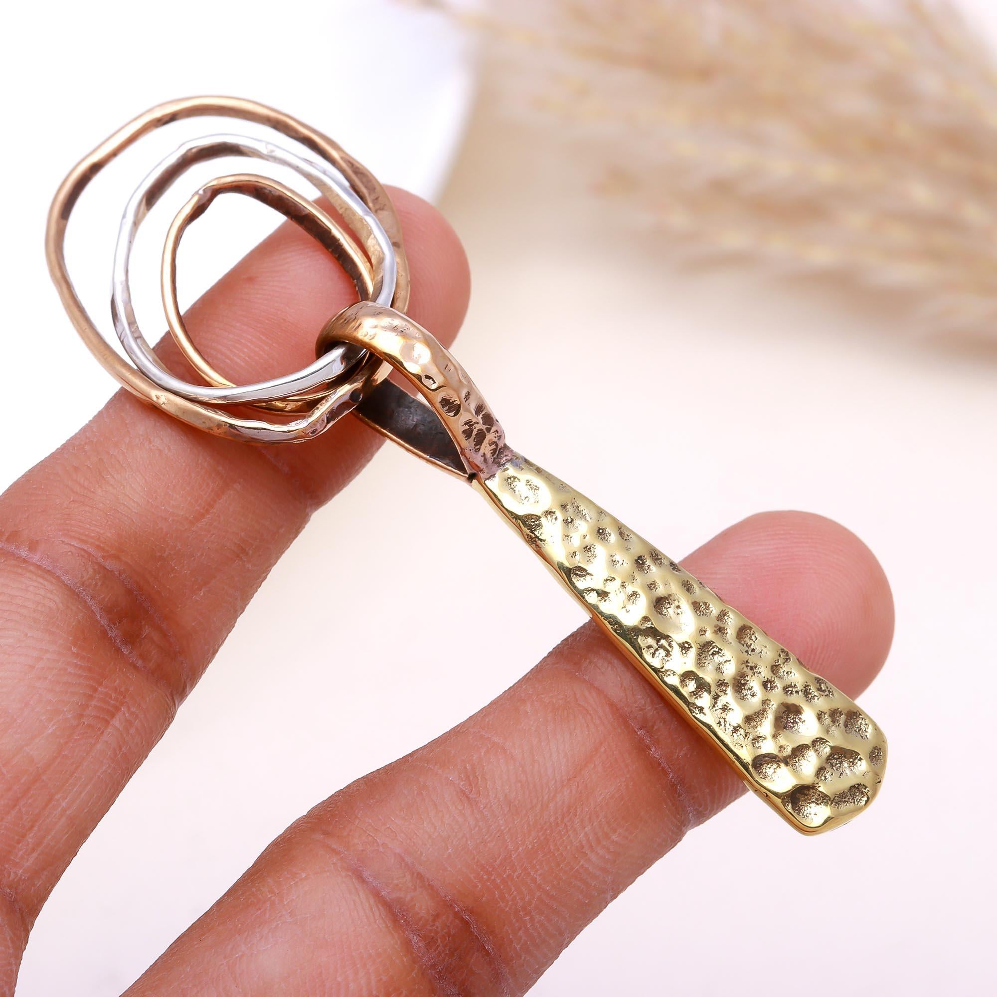 The Rustic Trio: Hammered Mixed Metal Paddle Pendant