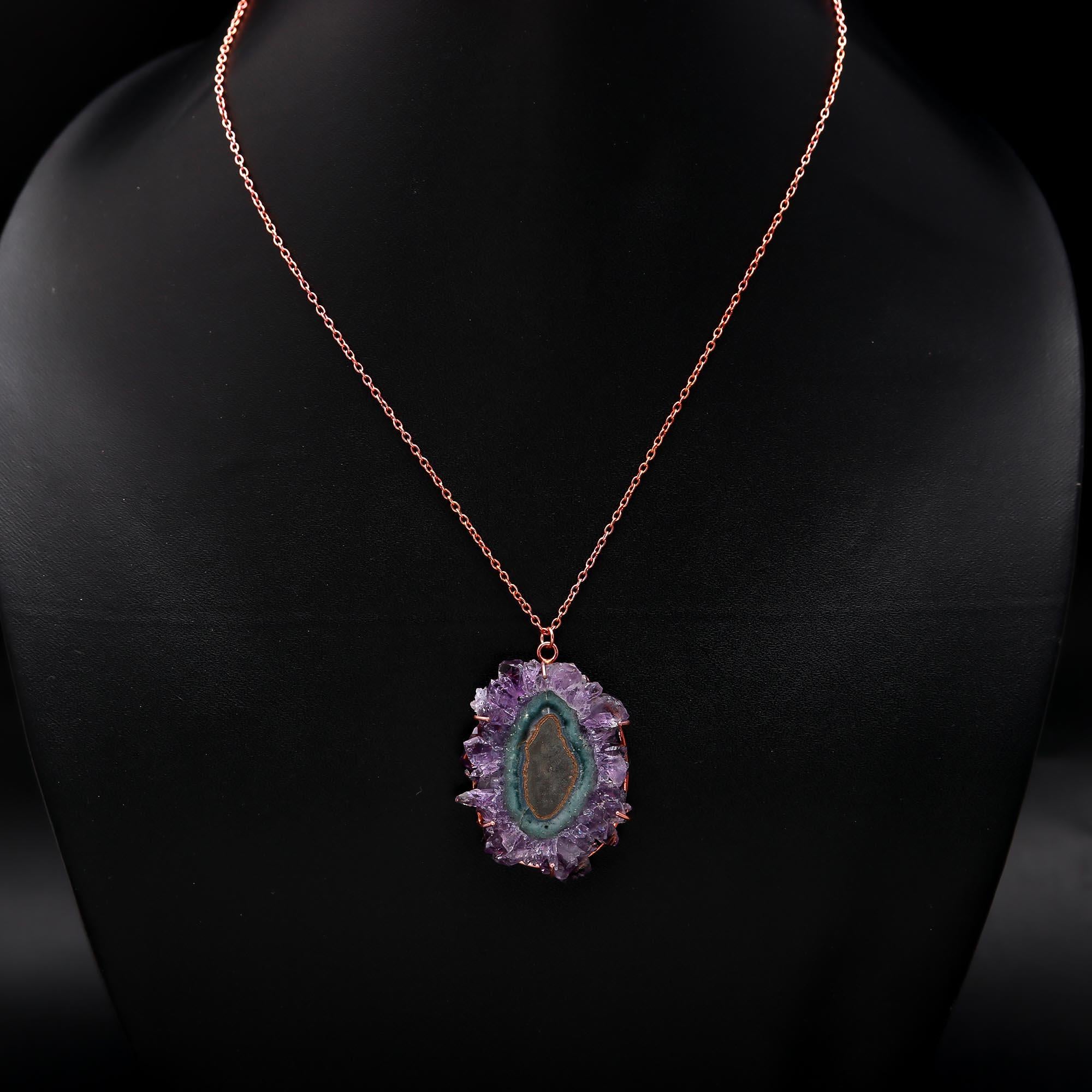 The Violet Galaxy: Amethyst Stalactite Slice Pendant Necklace