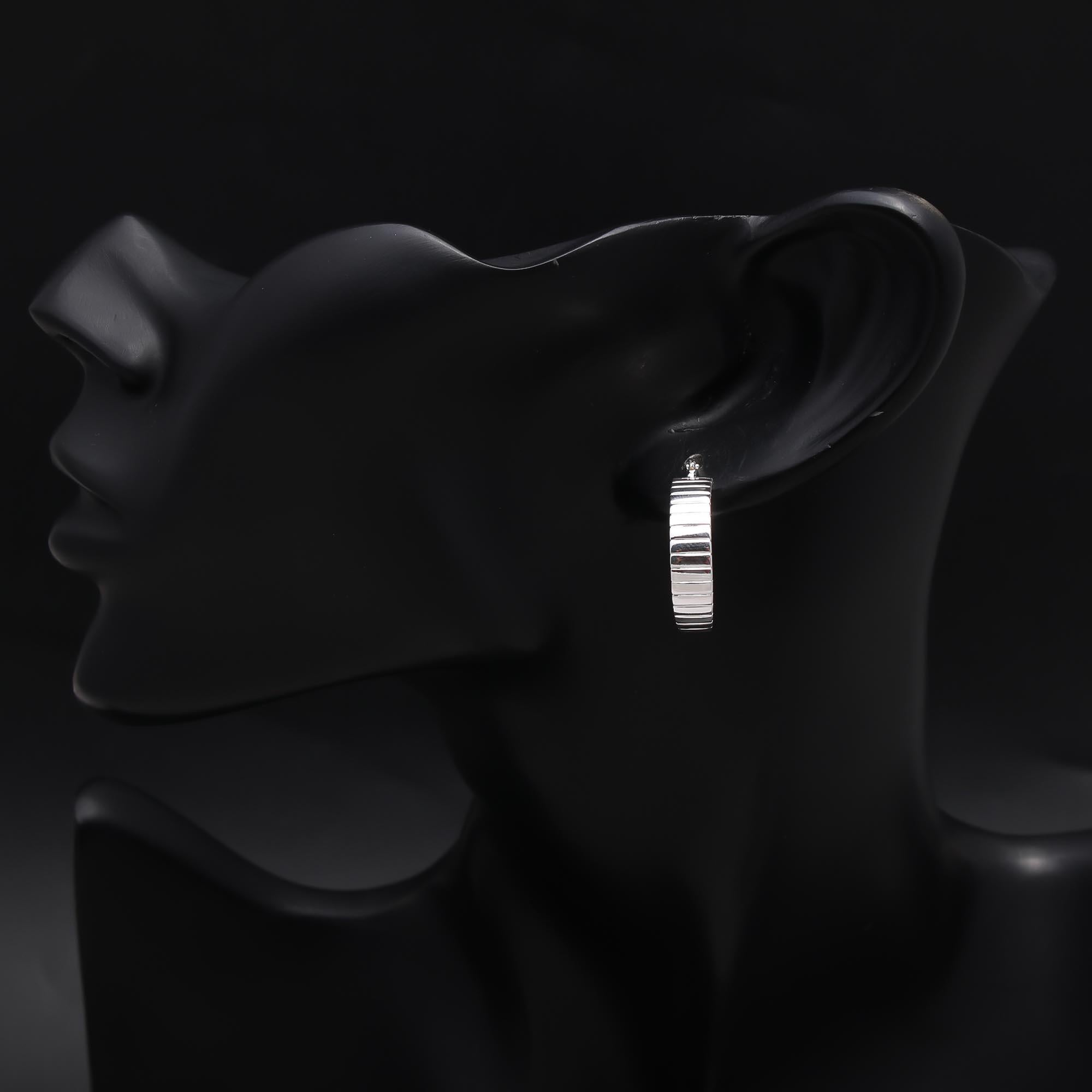 925 Sterling Silver Classic Textured Hoop Earrings