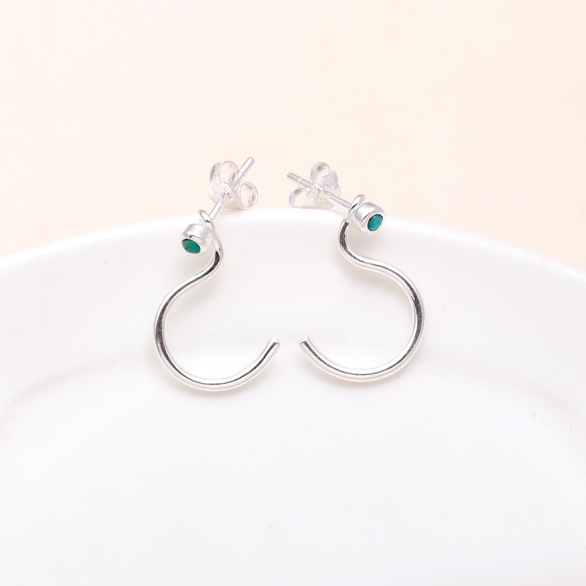 925 Sterling Silver Open Hoop  Stud Earrings