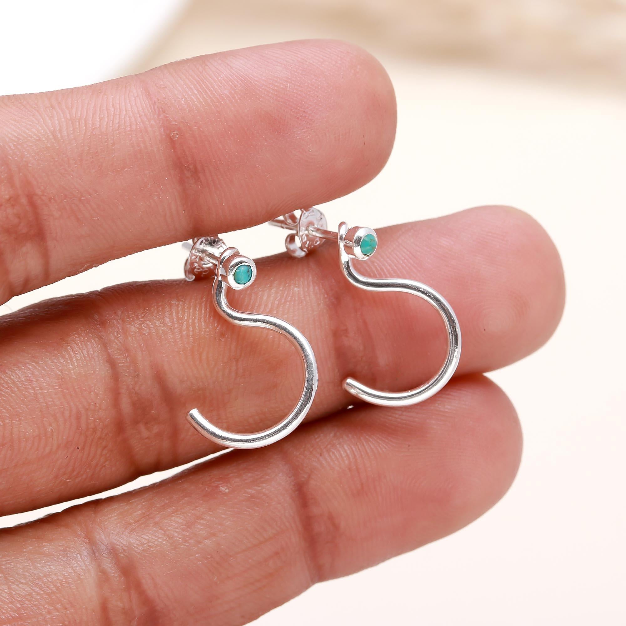 925 Sterling Silver Open Hoop  Stud Earrings