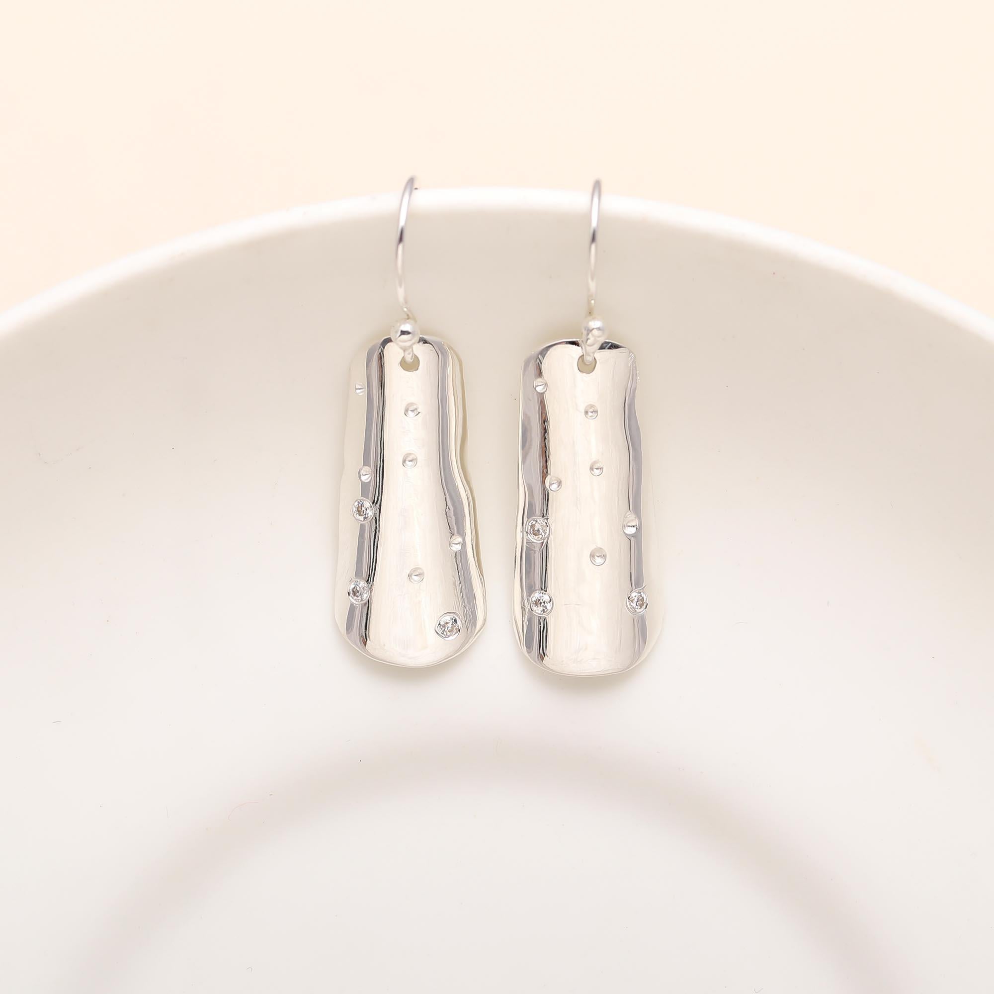 925 Silver Hammered Dangle Earrings