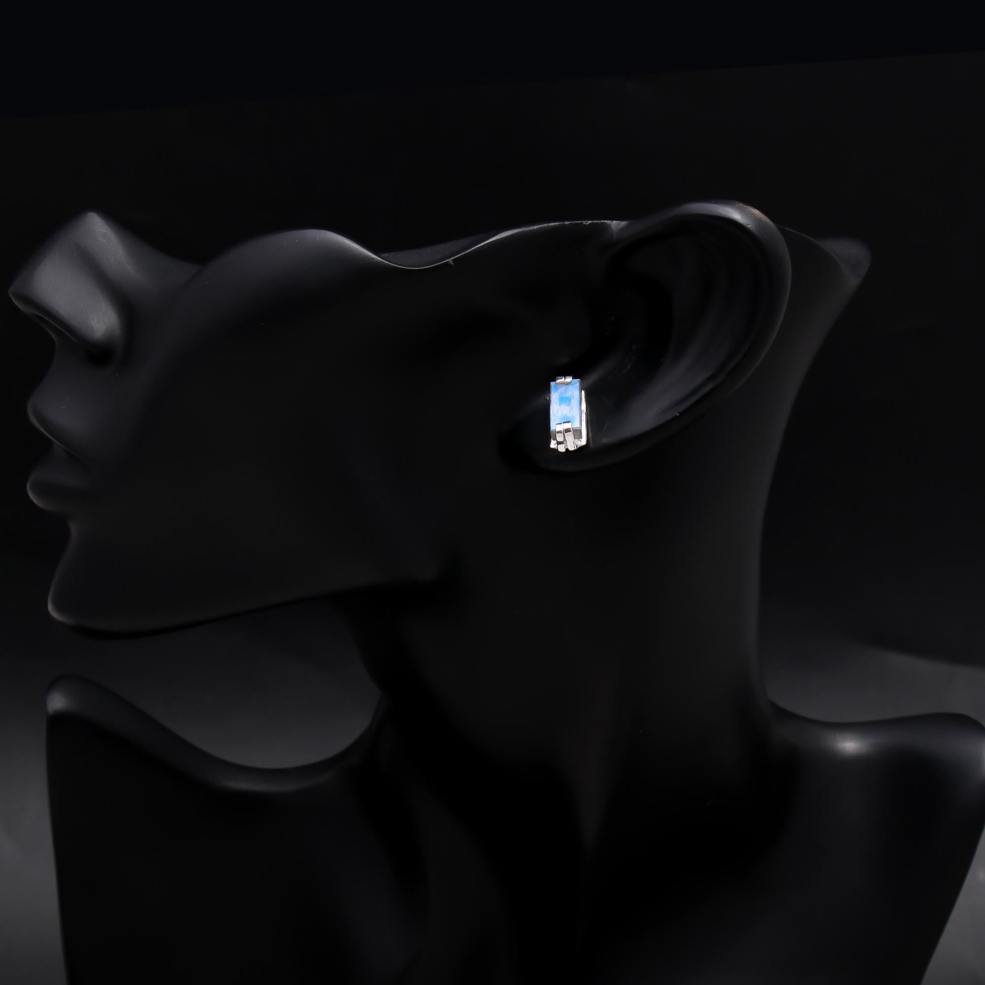 The Aurora Bar: Sterling Silver & Natural Labradorite Stud Earrings