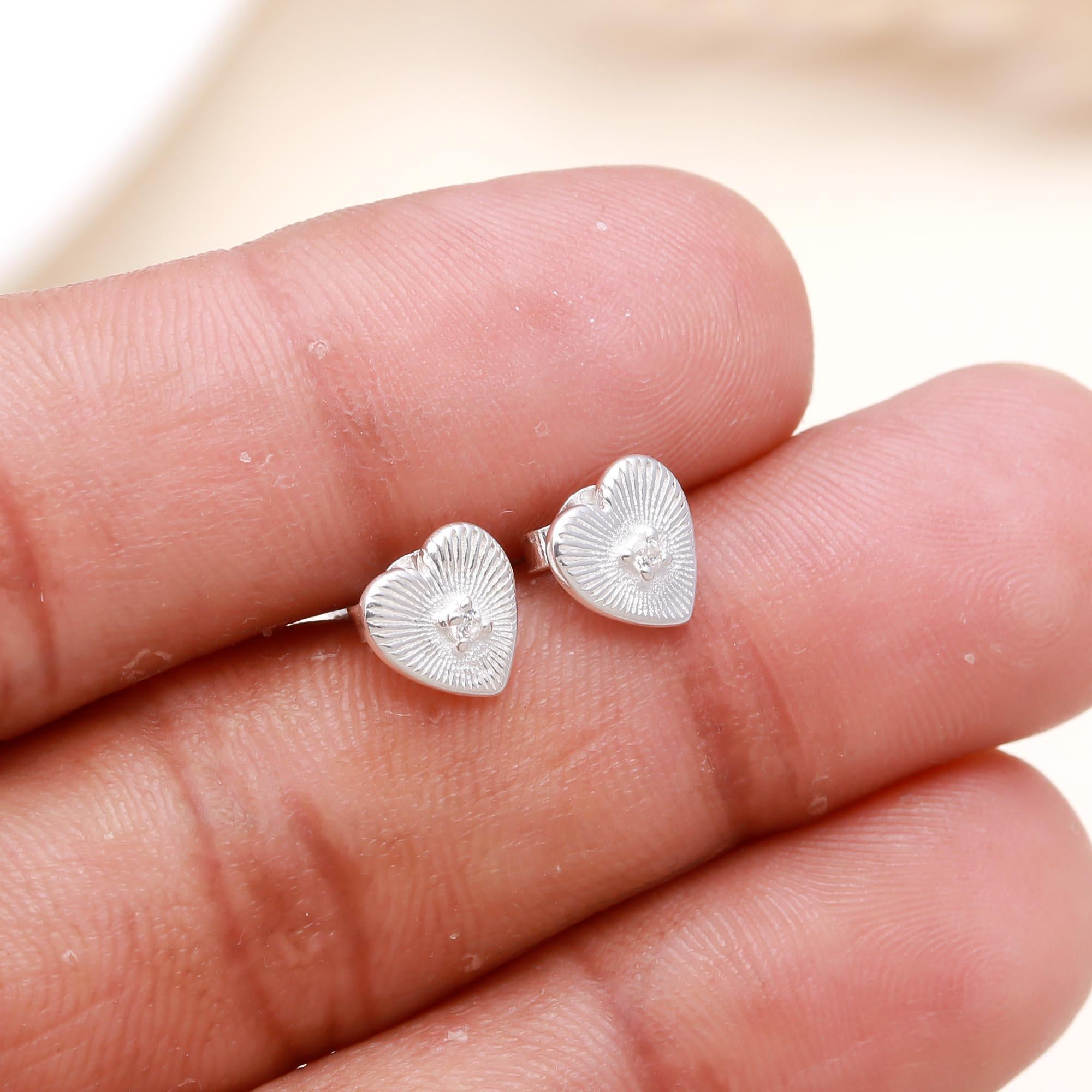 925 Sterling Silver Heart Stud Earrings
