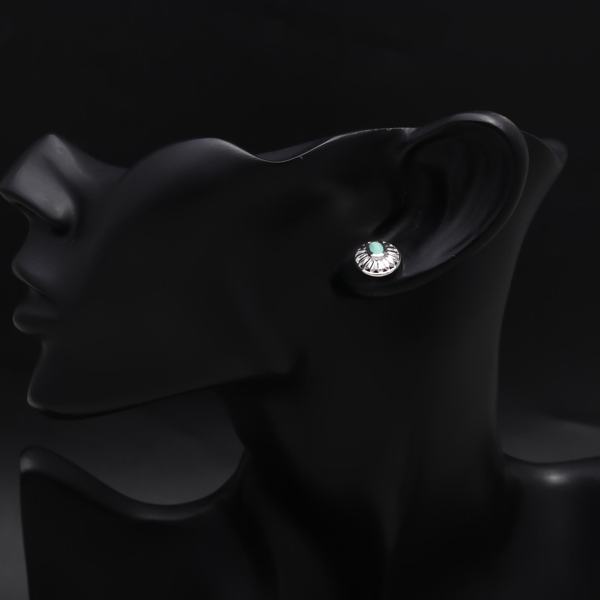 925 Sterling Silver Turquoise Sunburst Stud Earrings