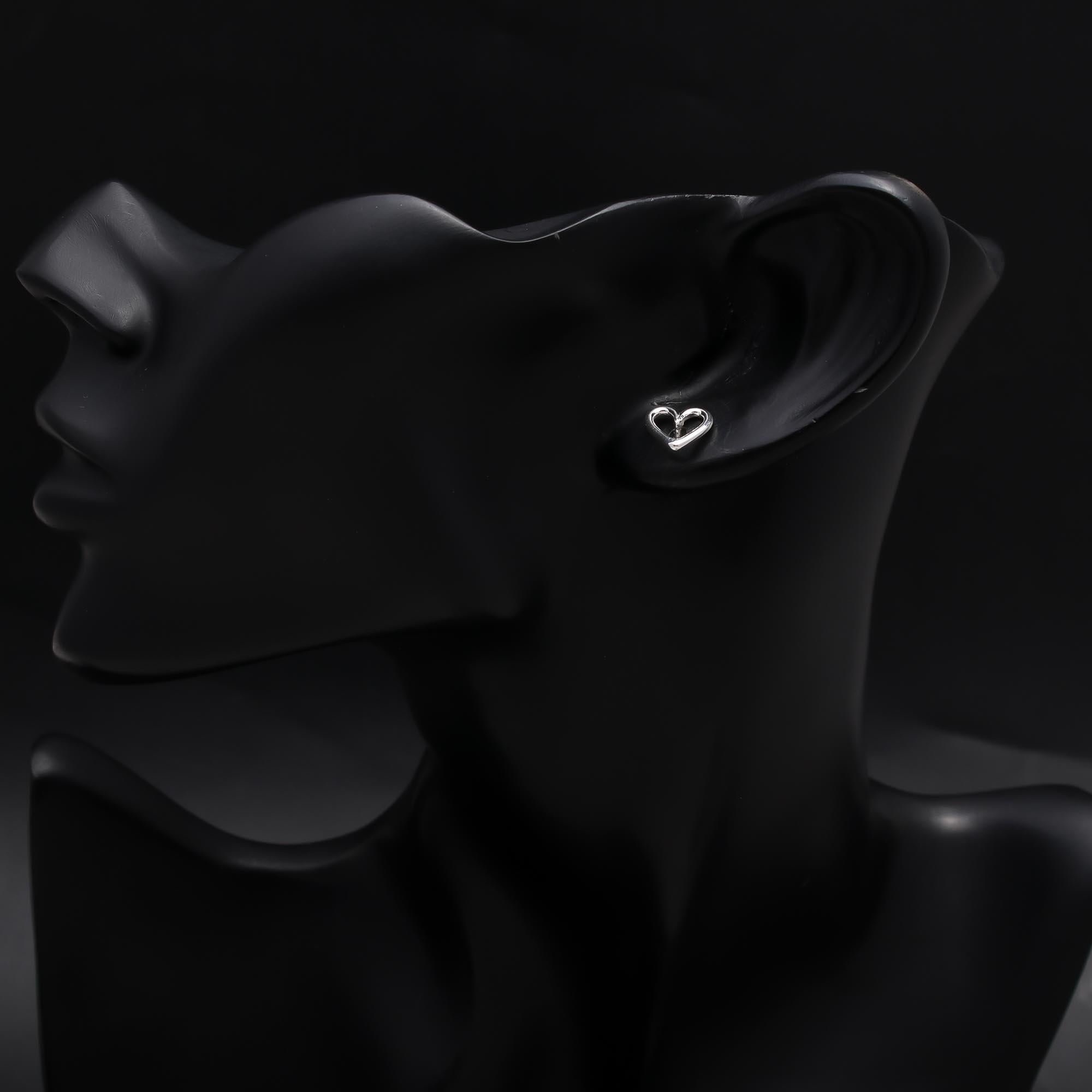 925 Sterling Silver Open Heart Stud Earrings