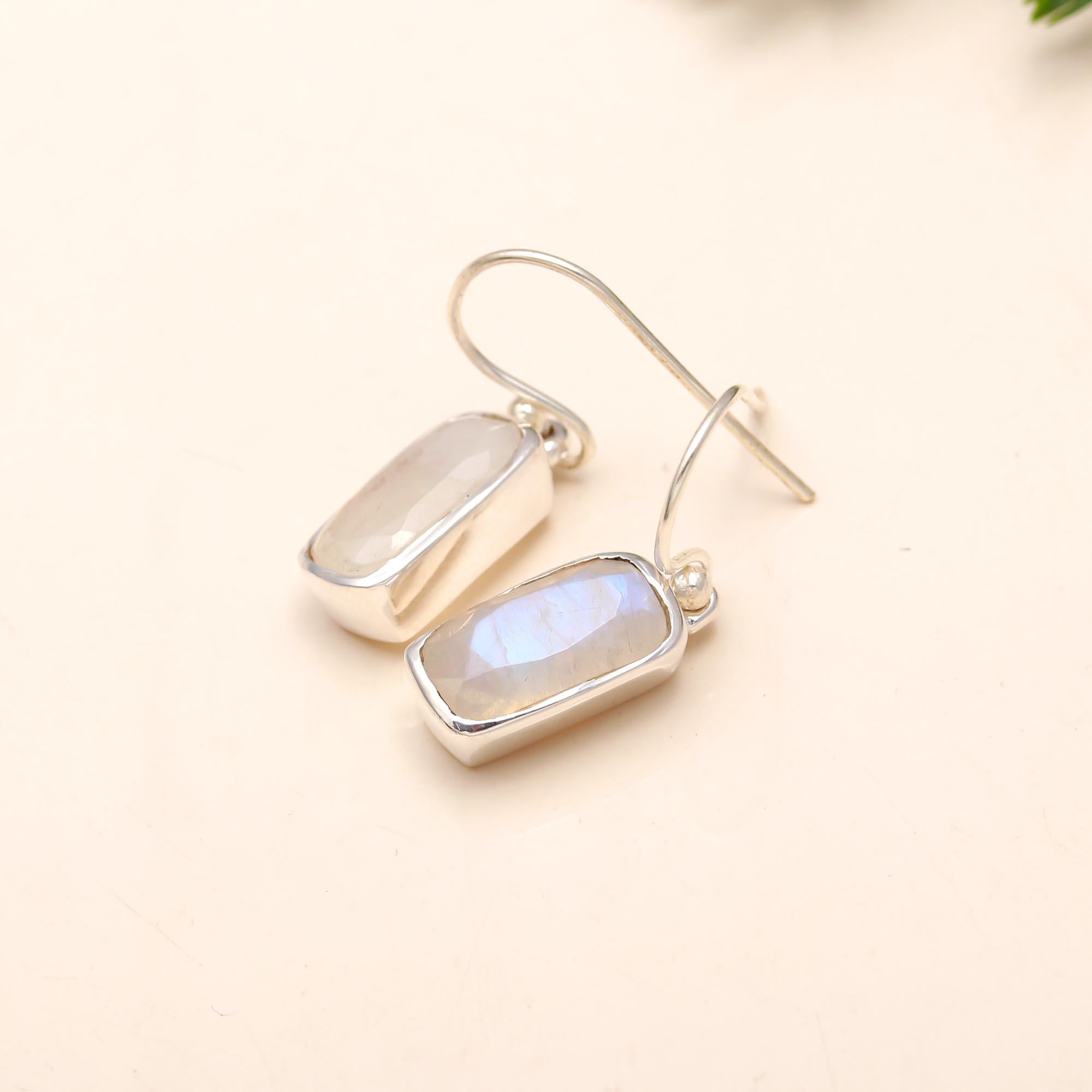 925 Silver Moonstone Dangle Earrings