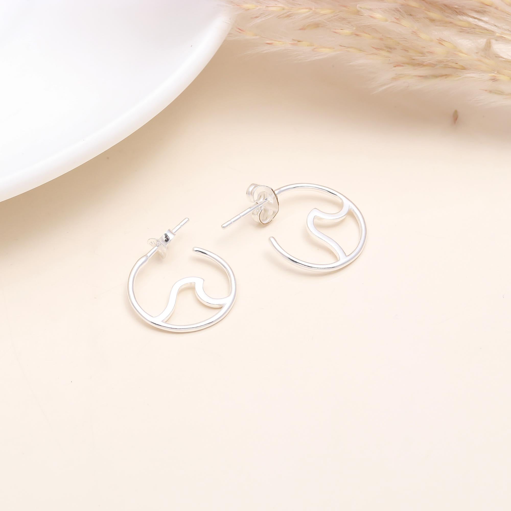 The Ocean Tide: Sterling Silver Wave Stud Earrings