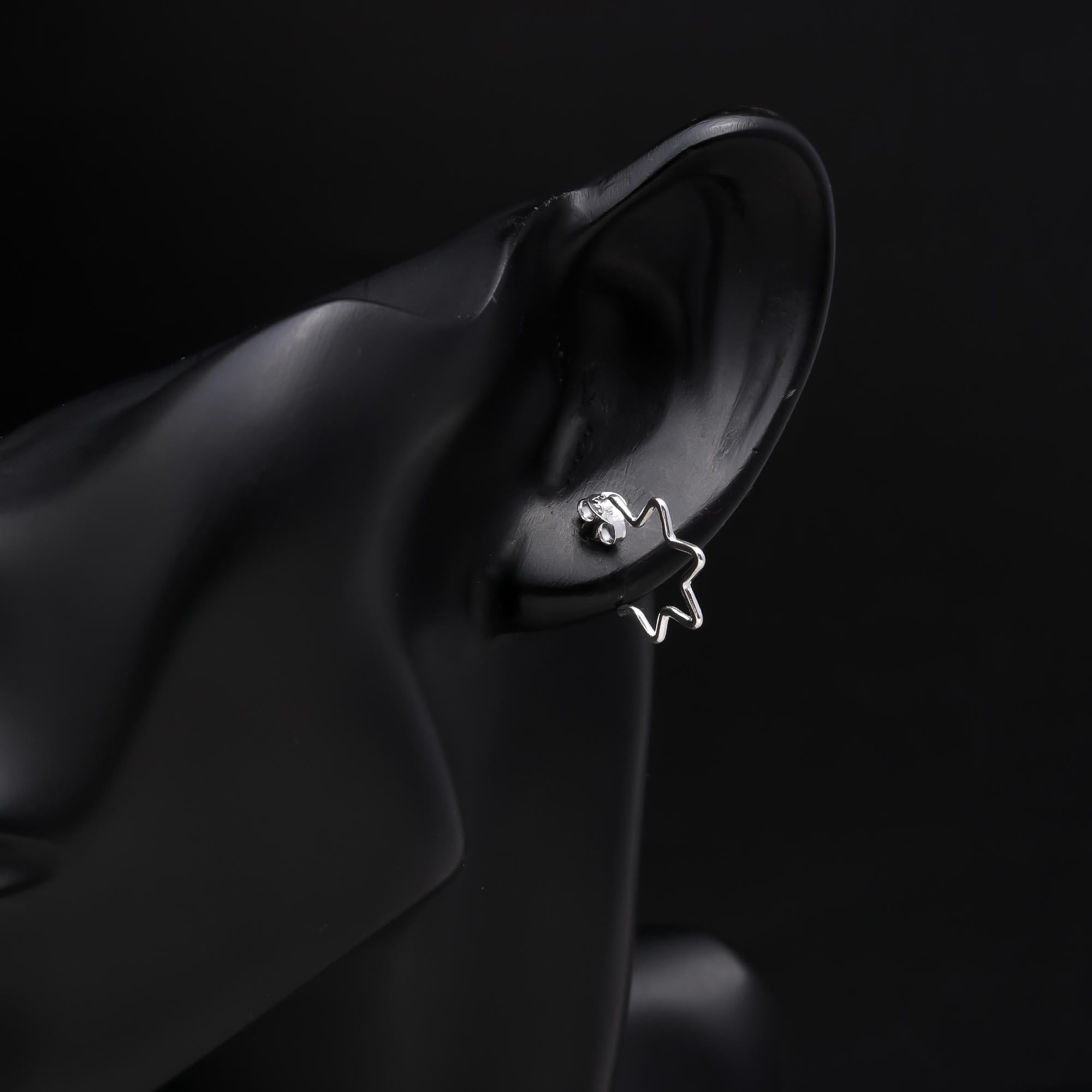 925 Sterling Silver Starburst Outline Stud Earrings