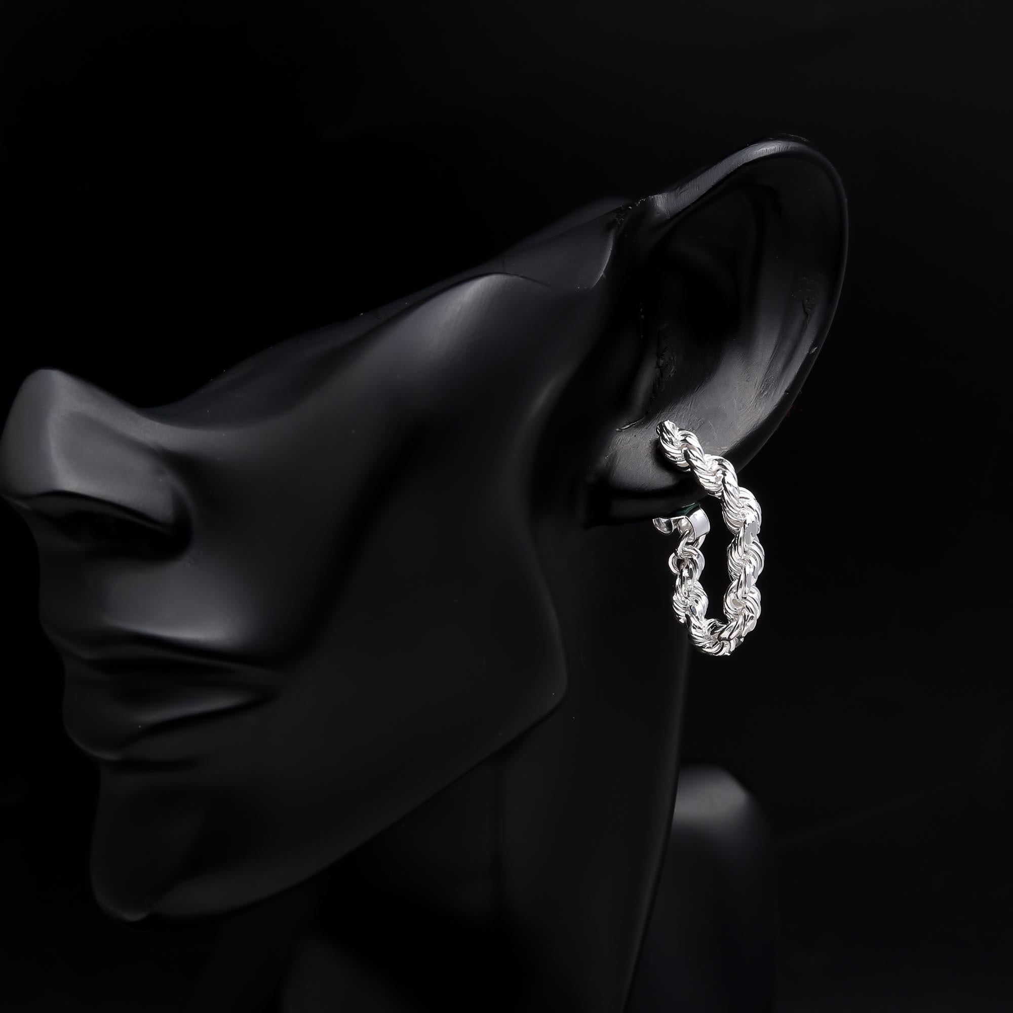 925 Sterling Silver Rope Twist Hoop Earrings