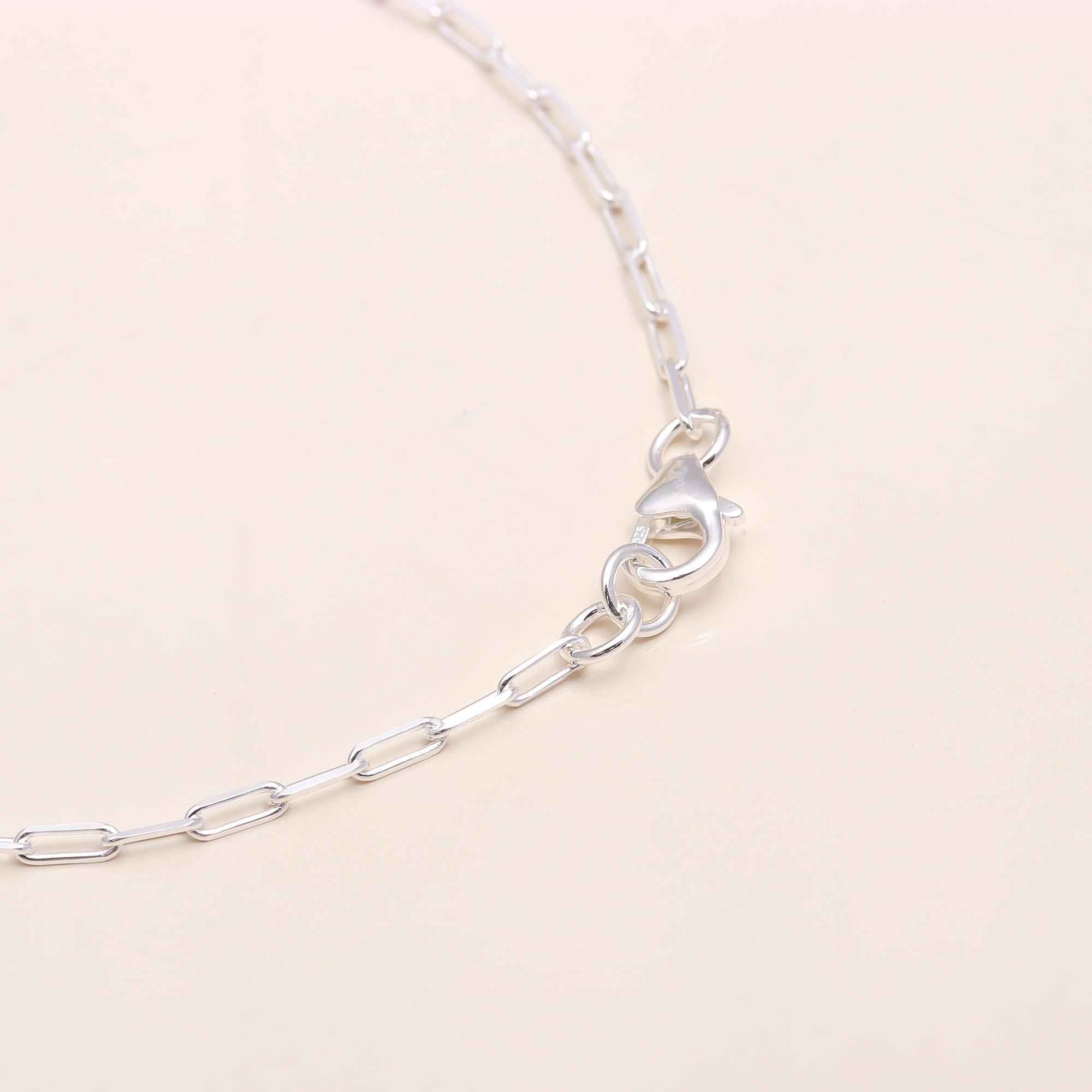 925 Sterling Silver Bar Plate Chain Bracelet