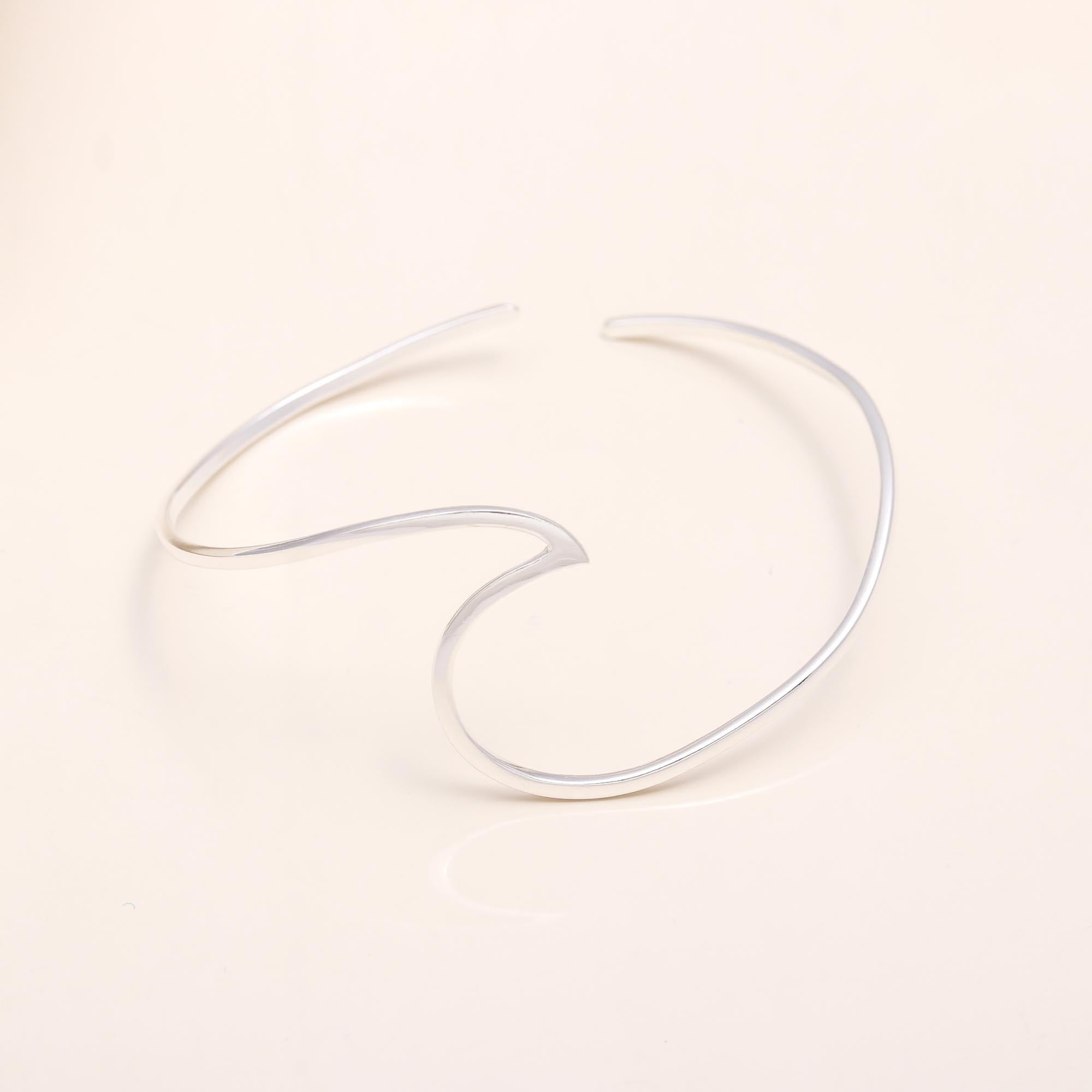 925 Sterling Silver Abstract Wave Cuff Bracelet