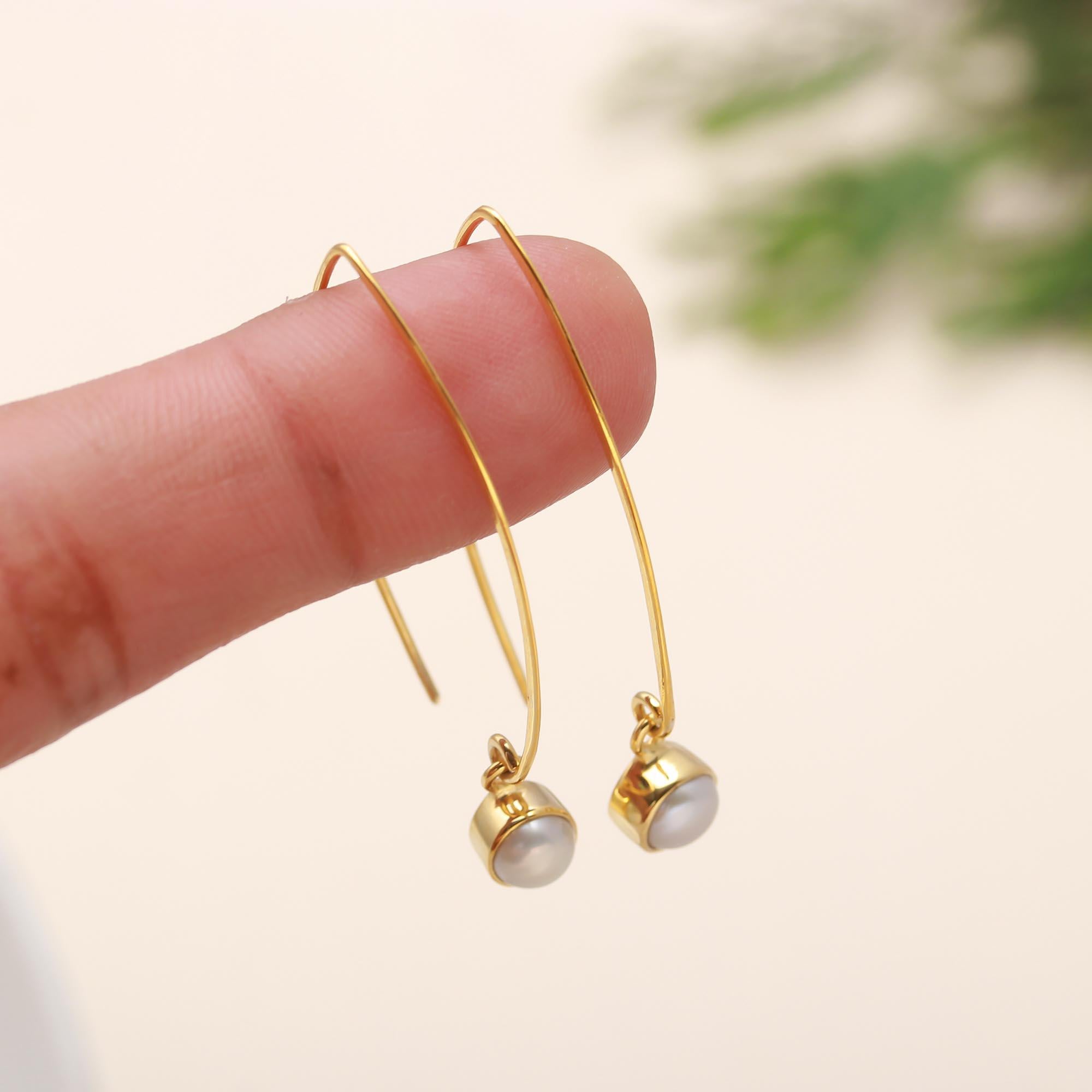 The Elegant Arc: Pearl Kidney Wire Earrings