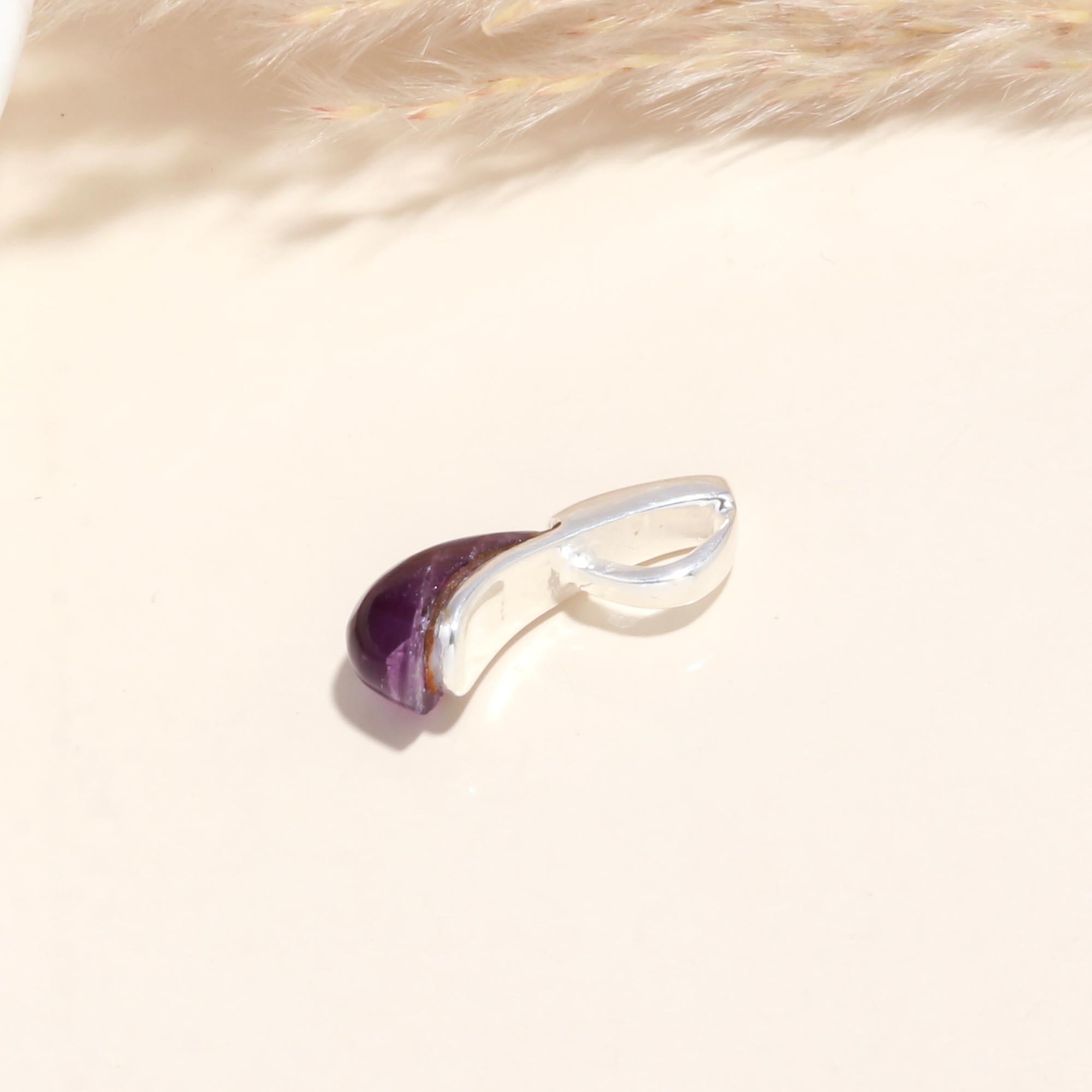 925 Sterling Silver Natural Raw Amethyst Pendant