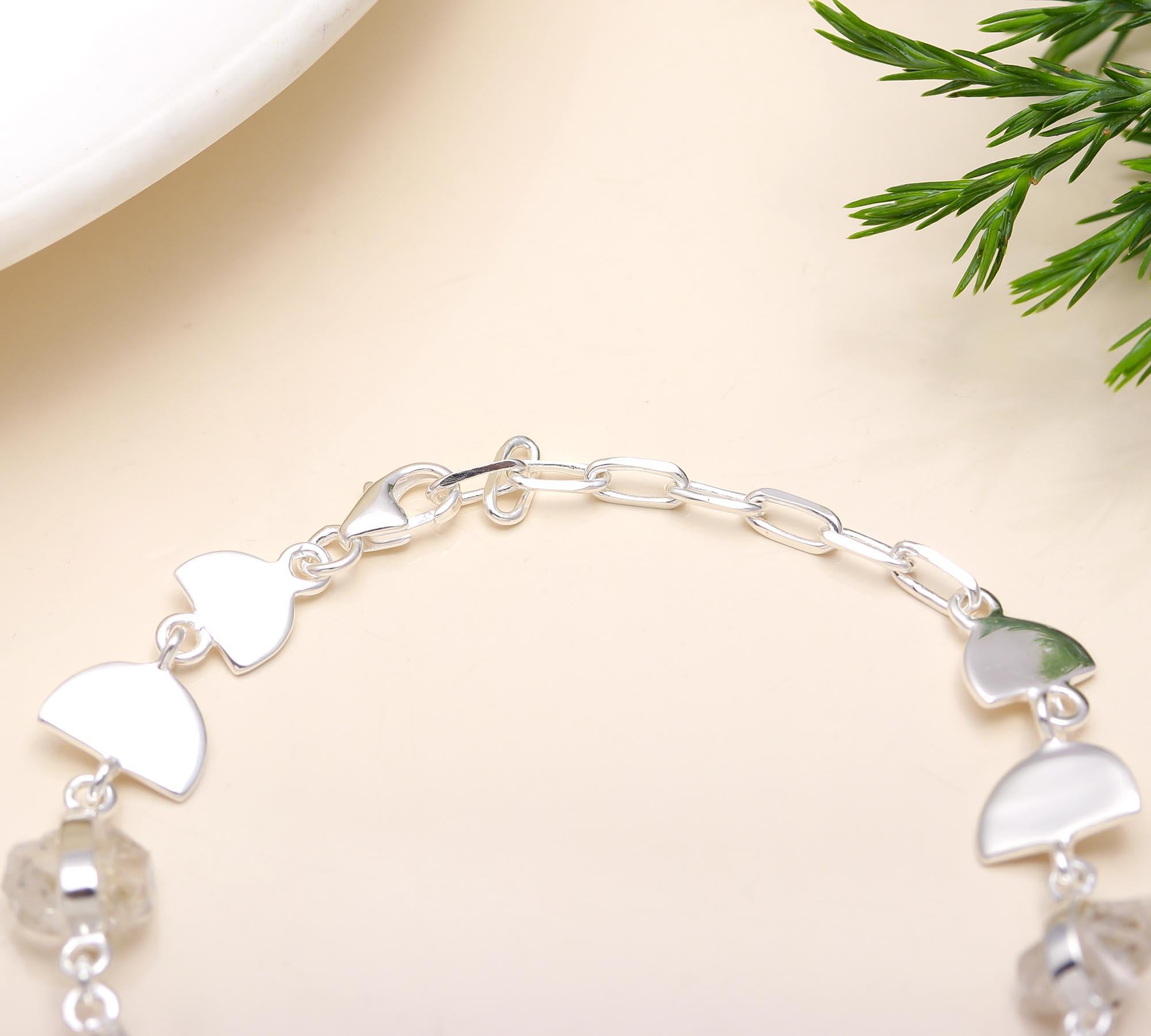 925 Silver Raw Herkimer Diamond Bracelet