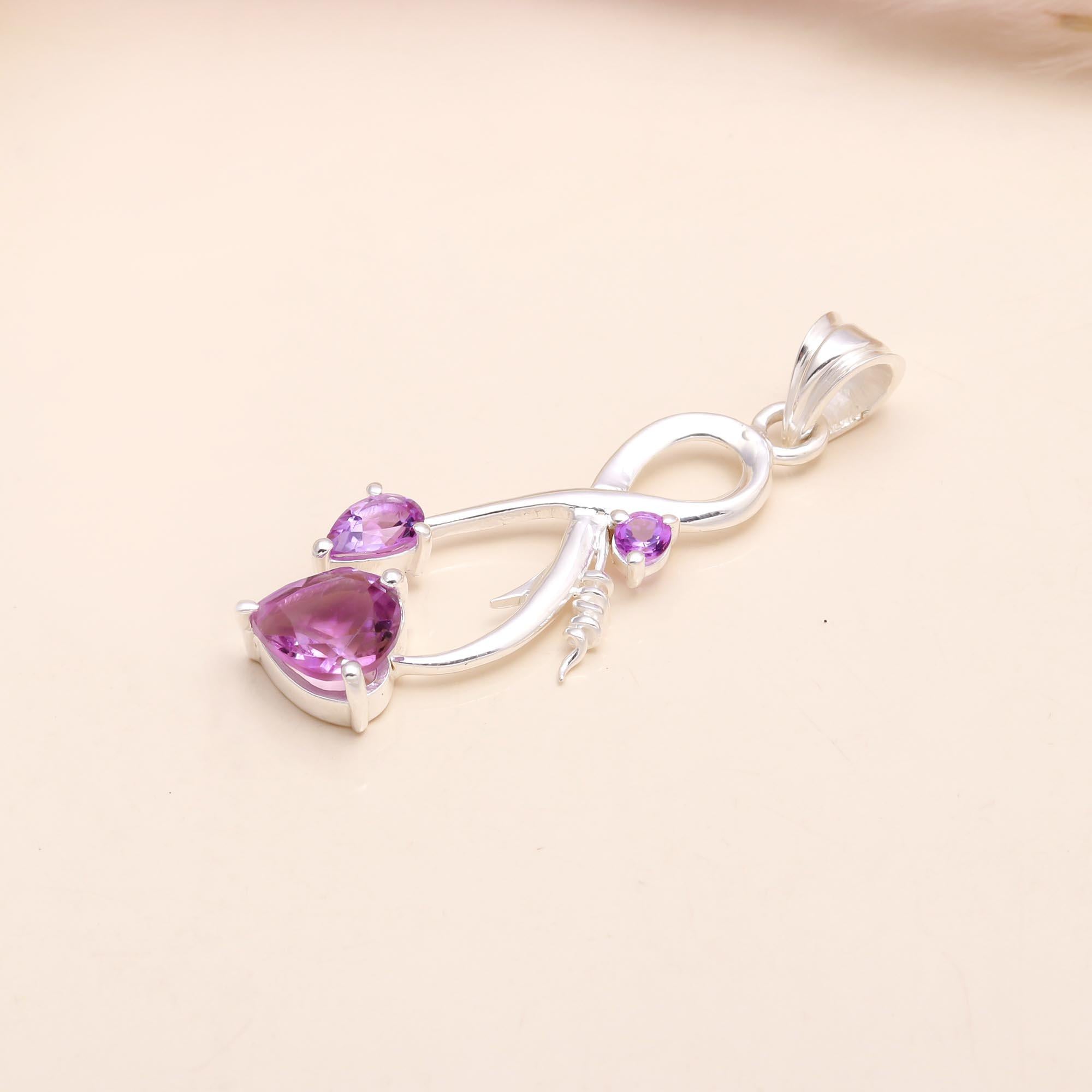 925 Sterling Silver Infinity Amethyst Pendant