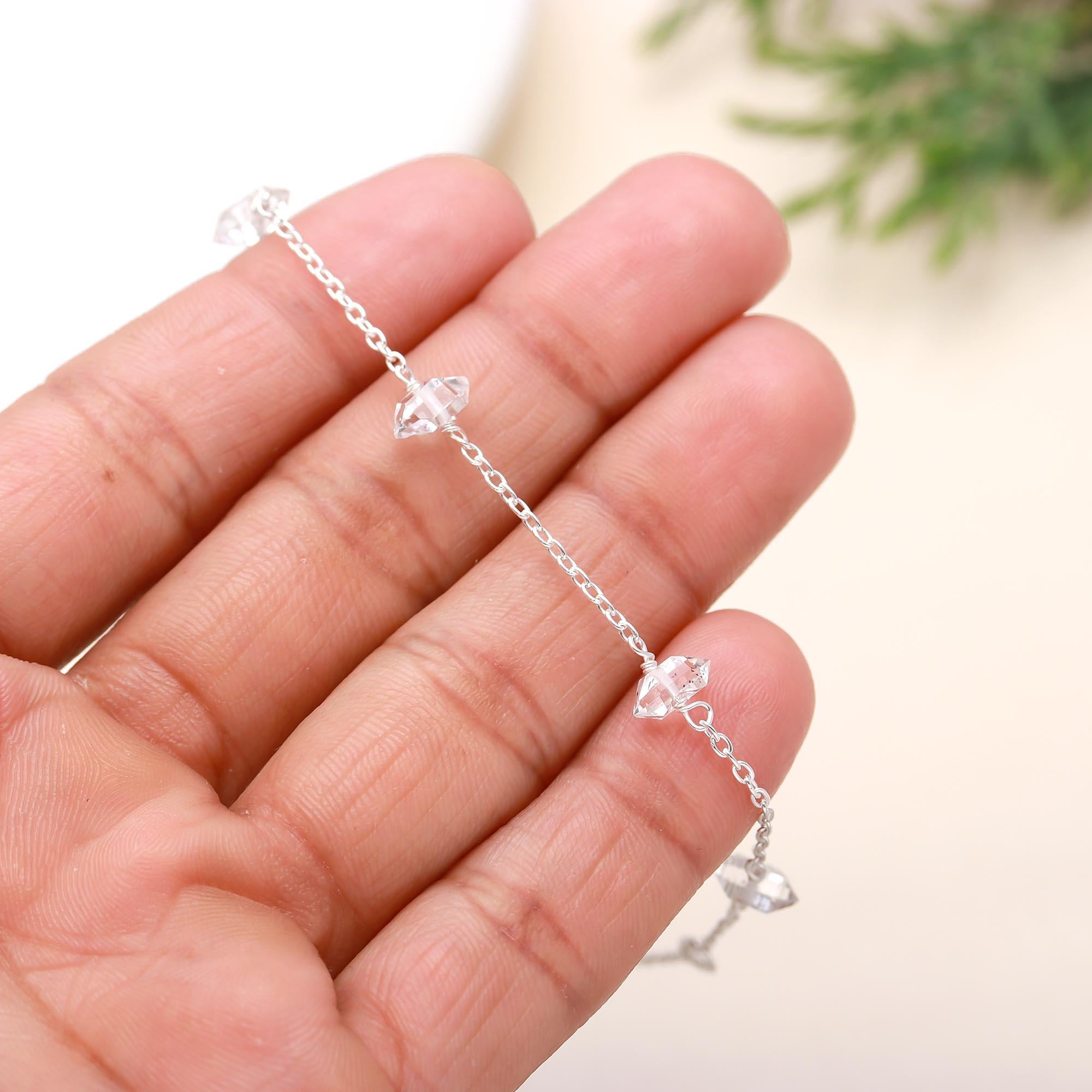 The Crystal Dew: Raw Herkimer Diamond Station Bracelet