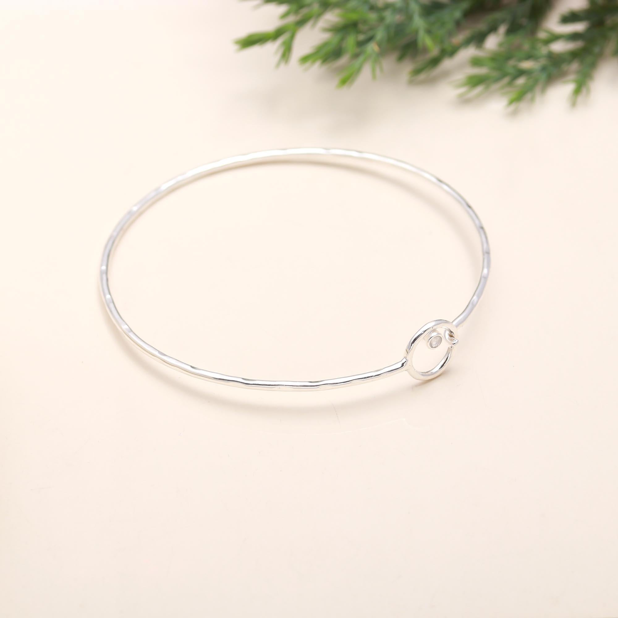 925 Silver Open Circle Bangle Bracelet