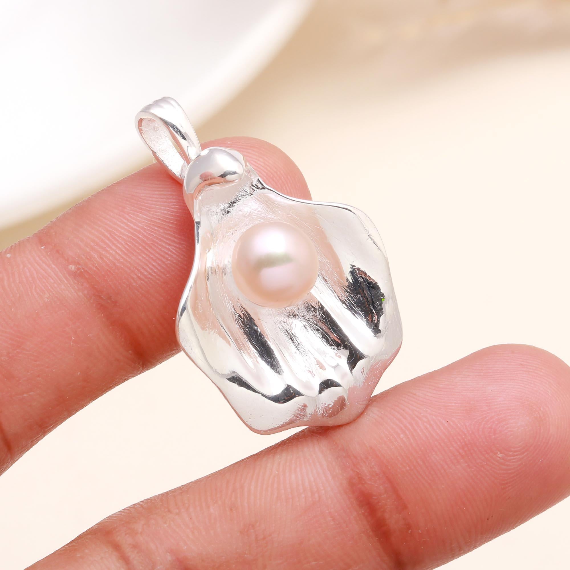 925 Sterling Silver Pink Pearl Shell Pendant