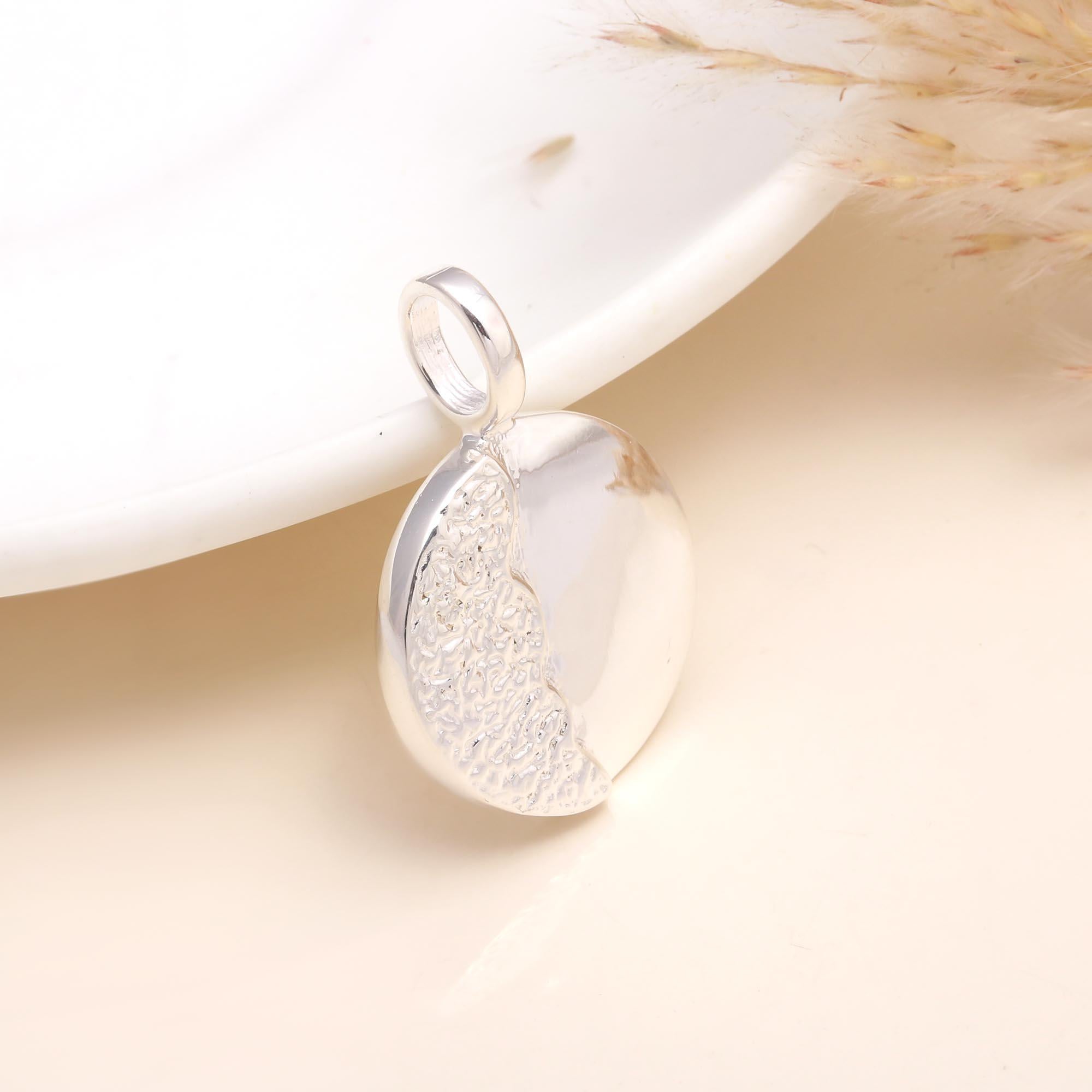925 Sterling Silver Modern Textured Disc Pendant