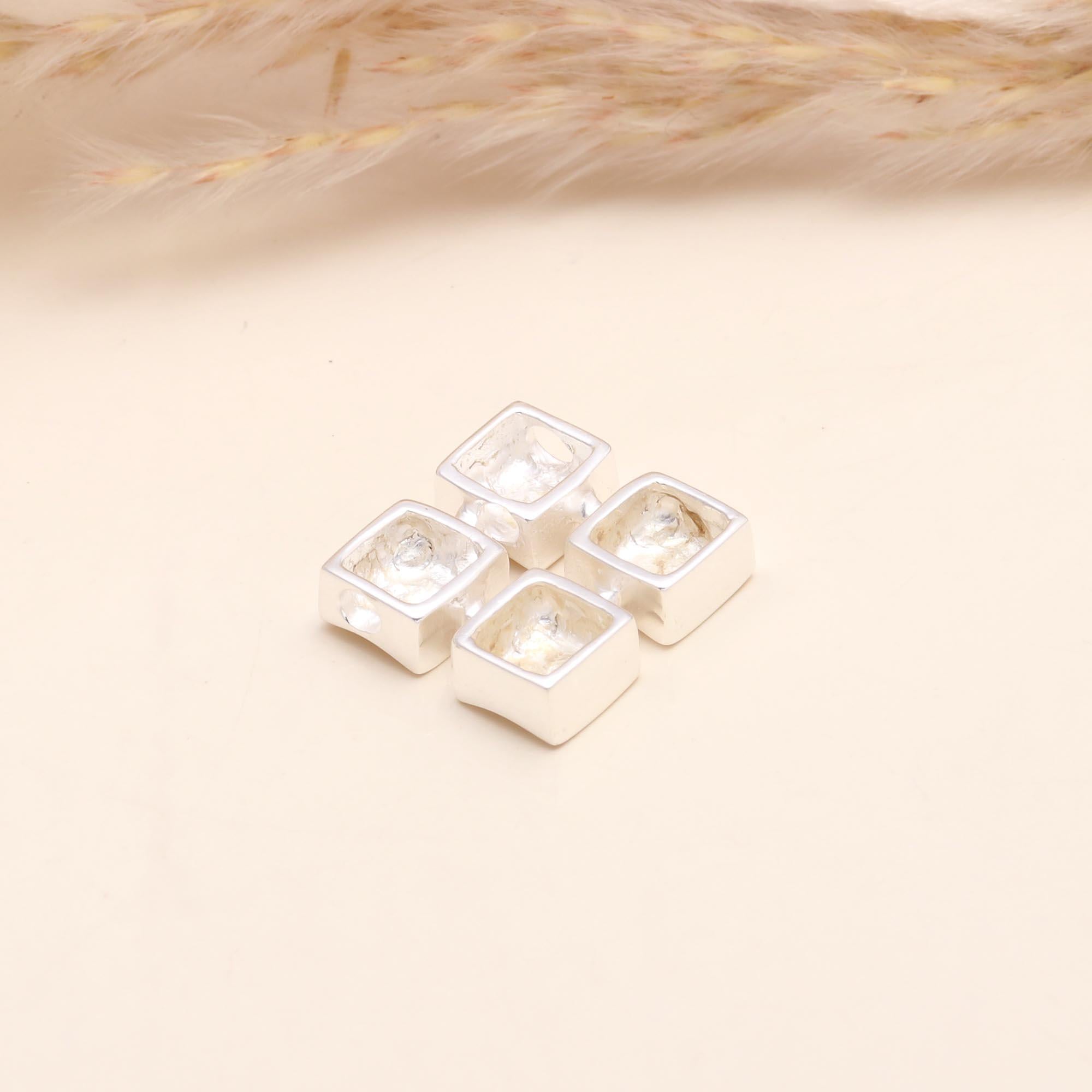 925 Sterling Silver Natural Stones Quad Square Pendant