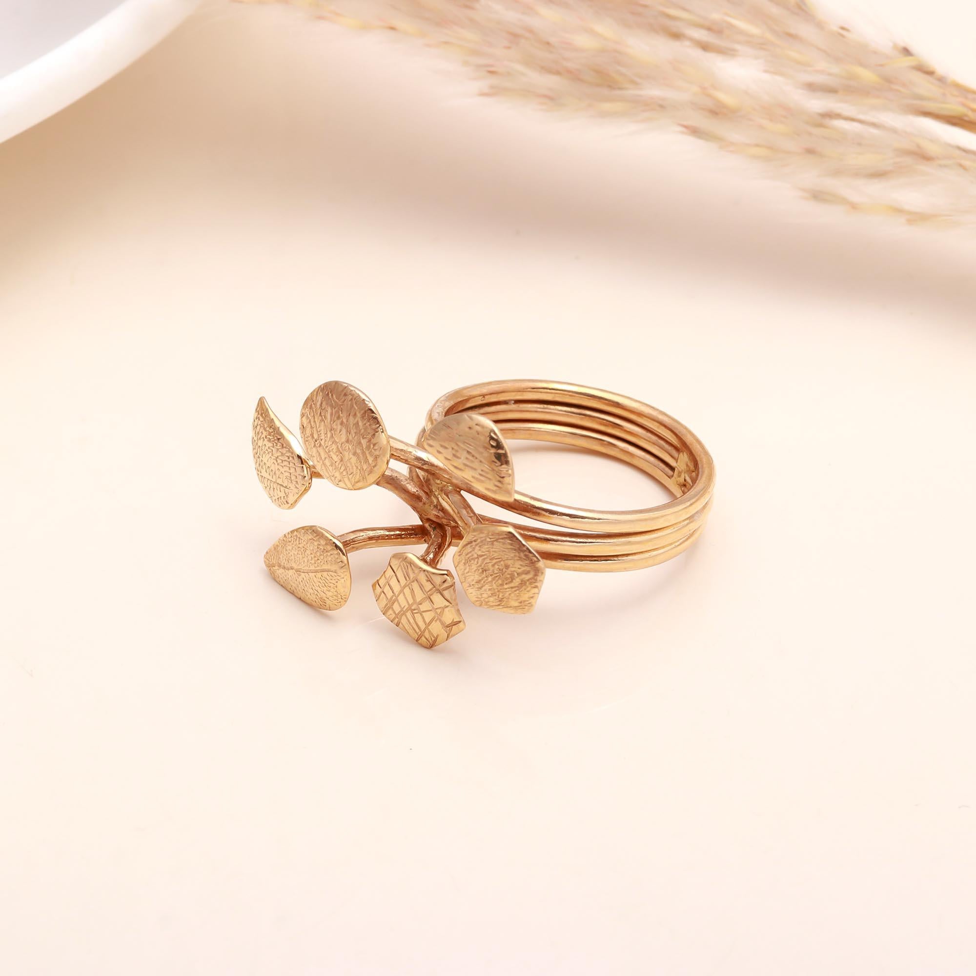 The Golden Gingko: Multi-Stem Leaf Ring