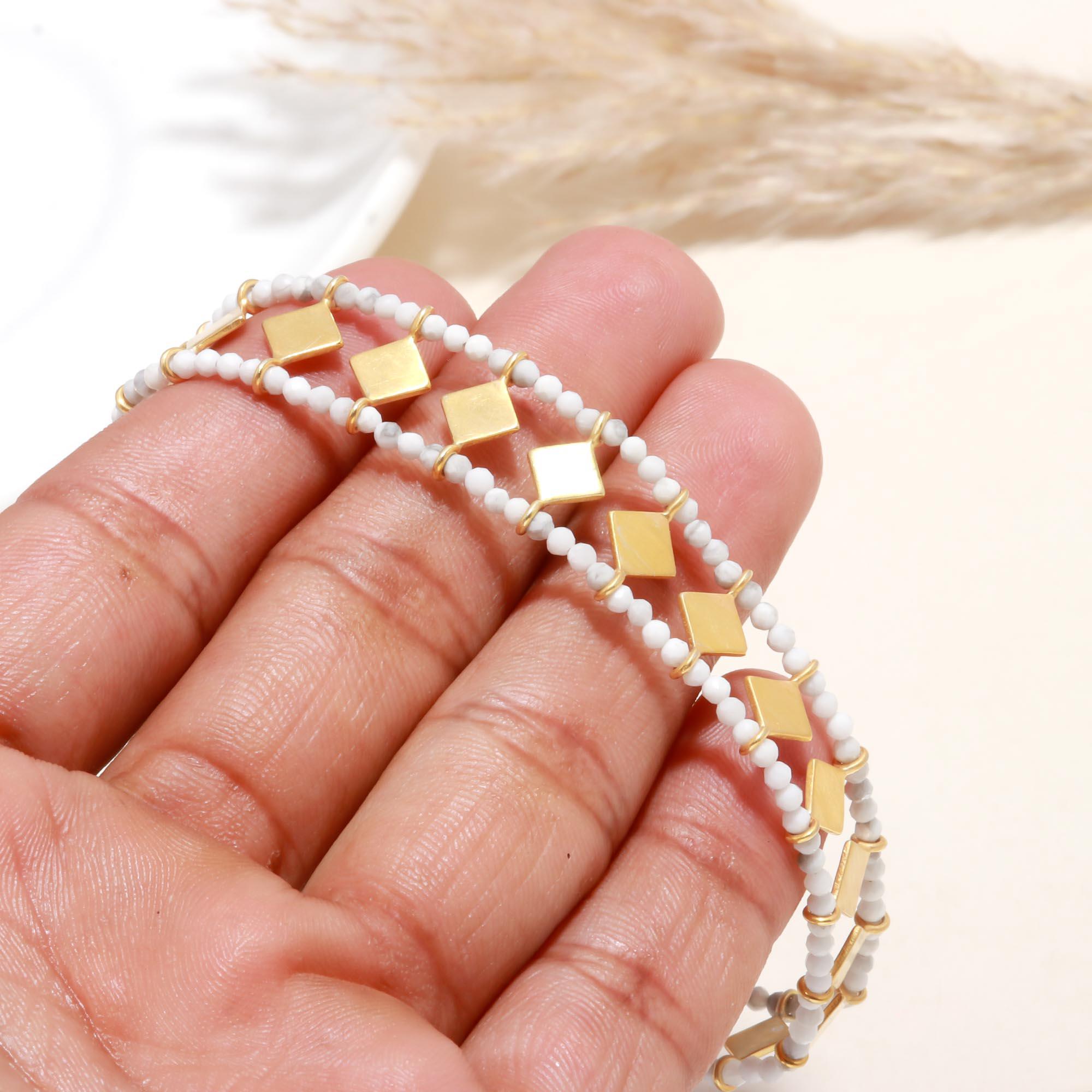 The Arctic Geo: Gold  Beaded Bracelet