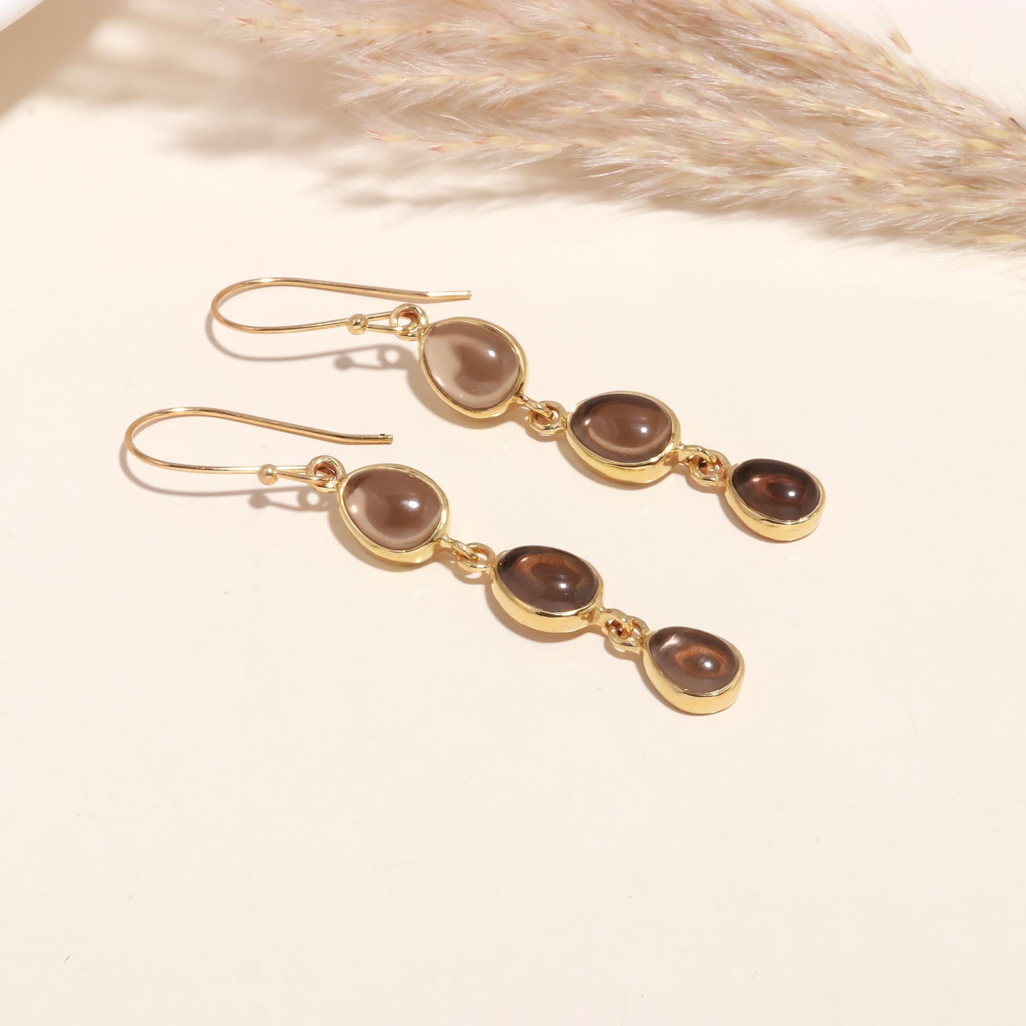 The Smoky Tier: Linear Quartz Drop Earrings