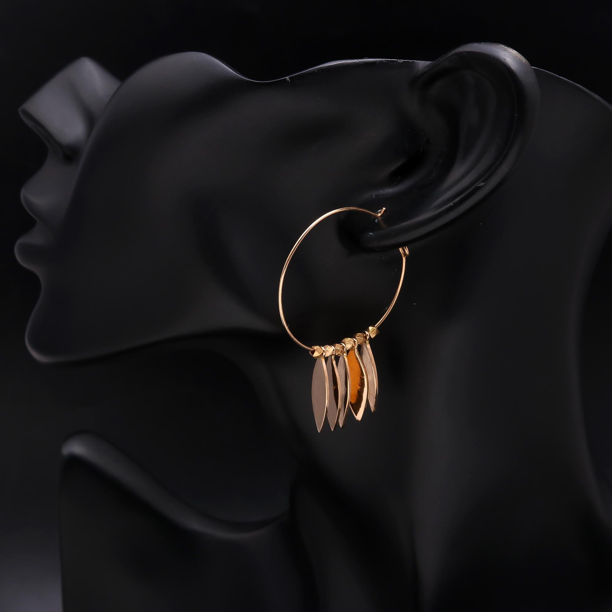 The Golden Leaf: Charm Dangle Hoop Earrings