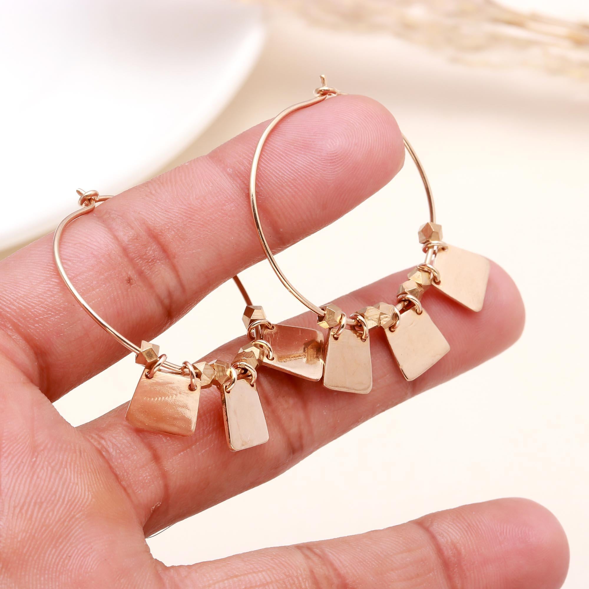 The Geometric Charm: Square Dangle Hoop Earrings