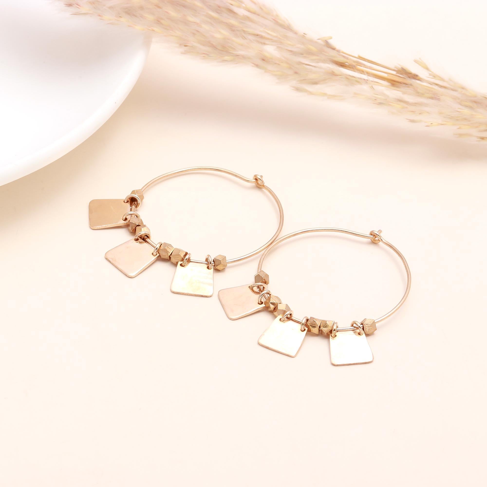 The Geometric Charm: Square Dangle Hoop Earrings