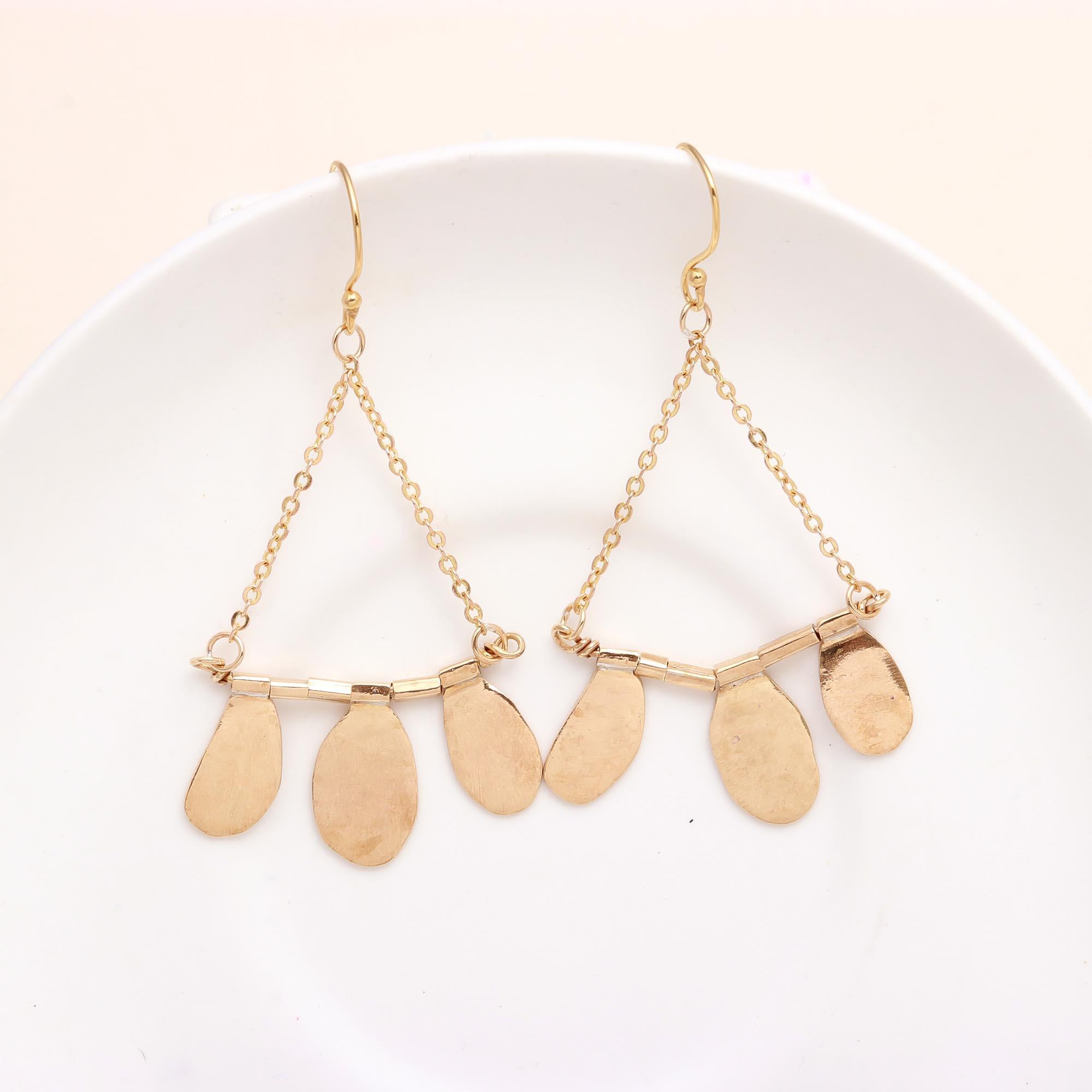 The Golden Fringe: Triangle Chandelier Earrings