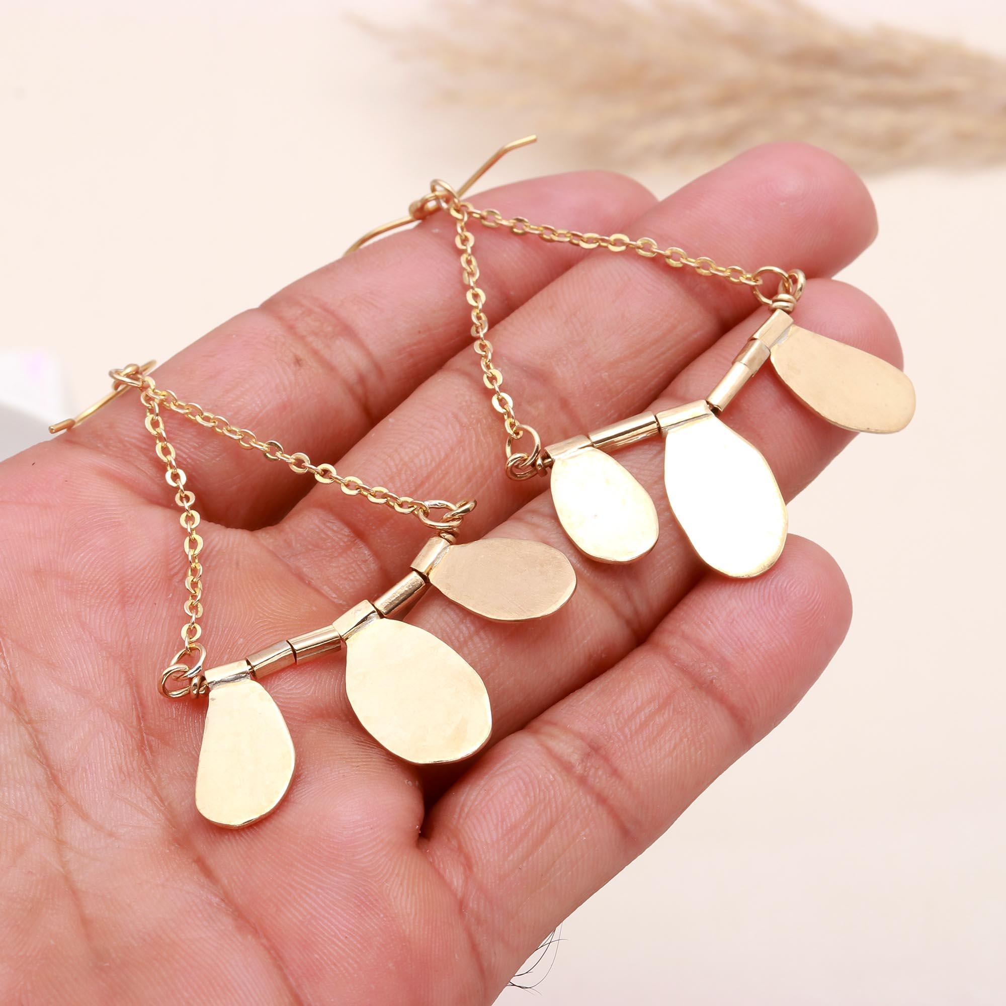 The Golden Fringe: Triangle Chandelier Earrings