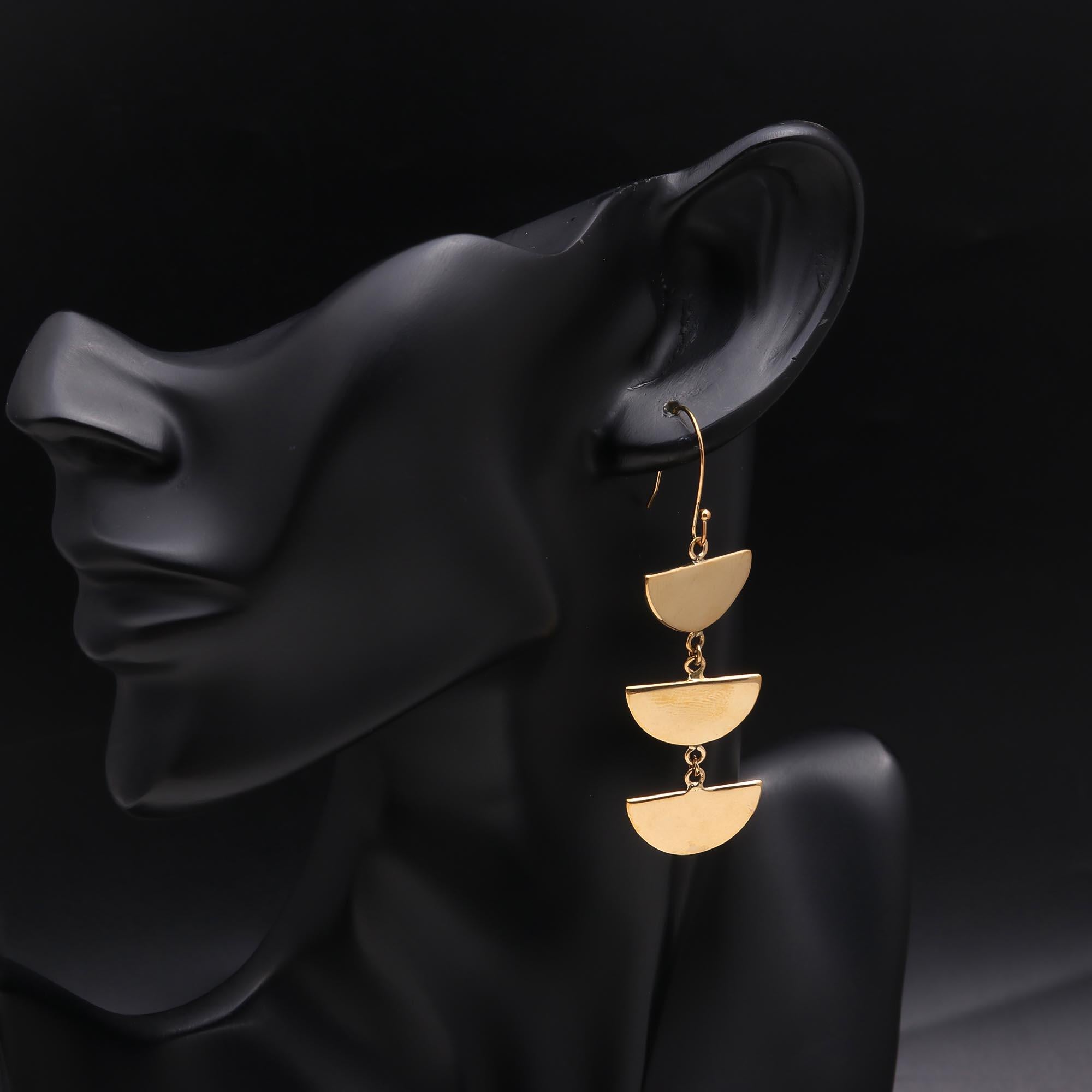 The Golden Crescent: Tiered Half-Moon Earrings
