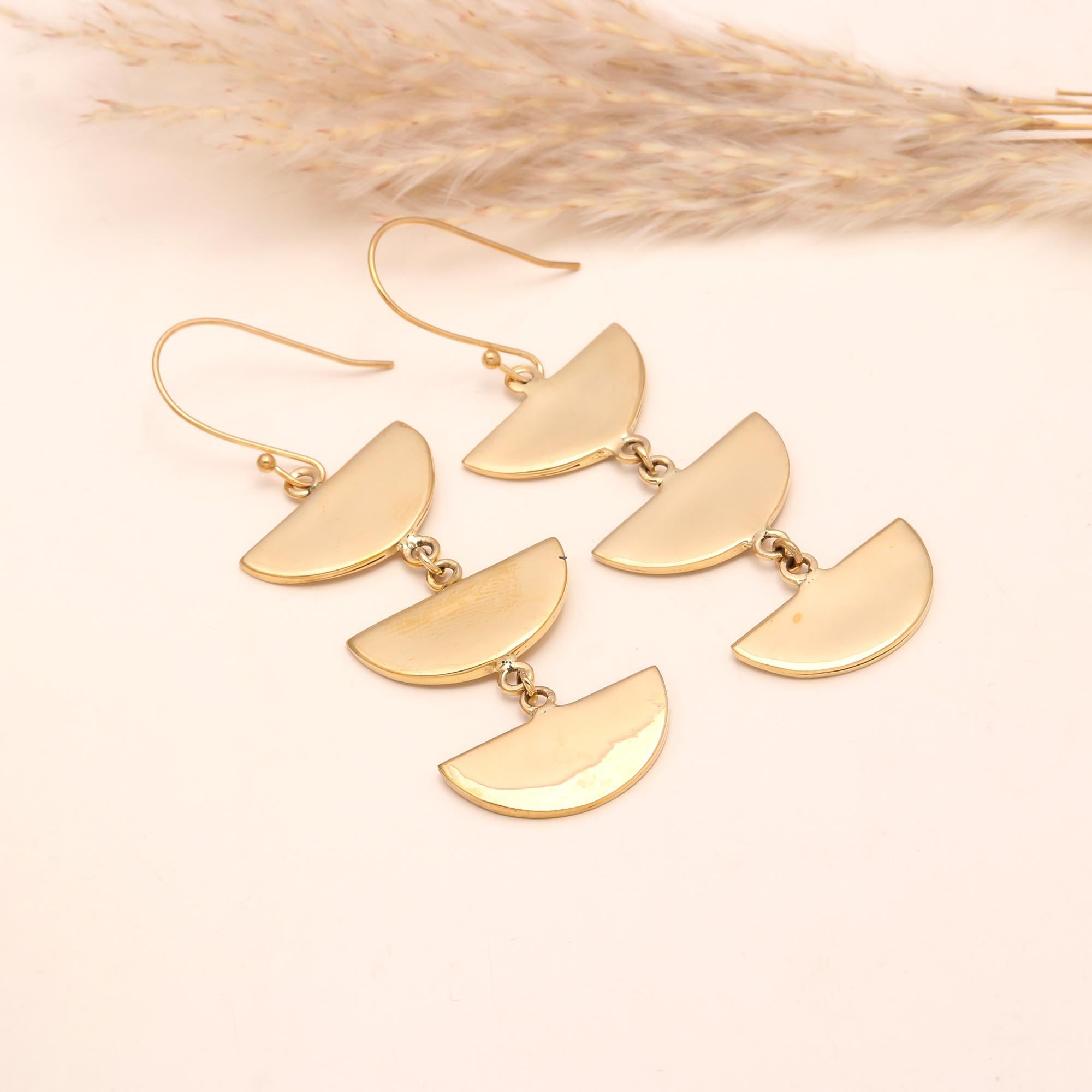 The Golden Crescent: Tiered Half-Moon Earrings