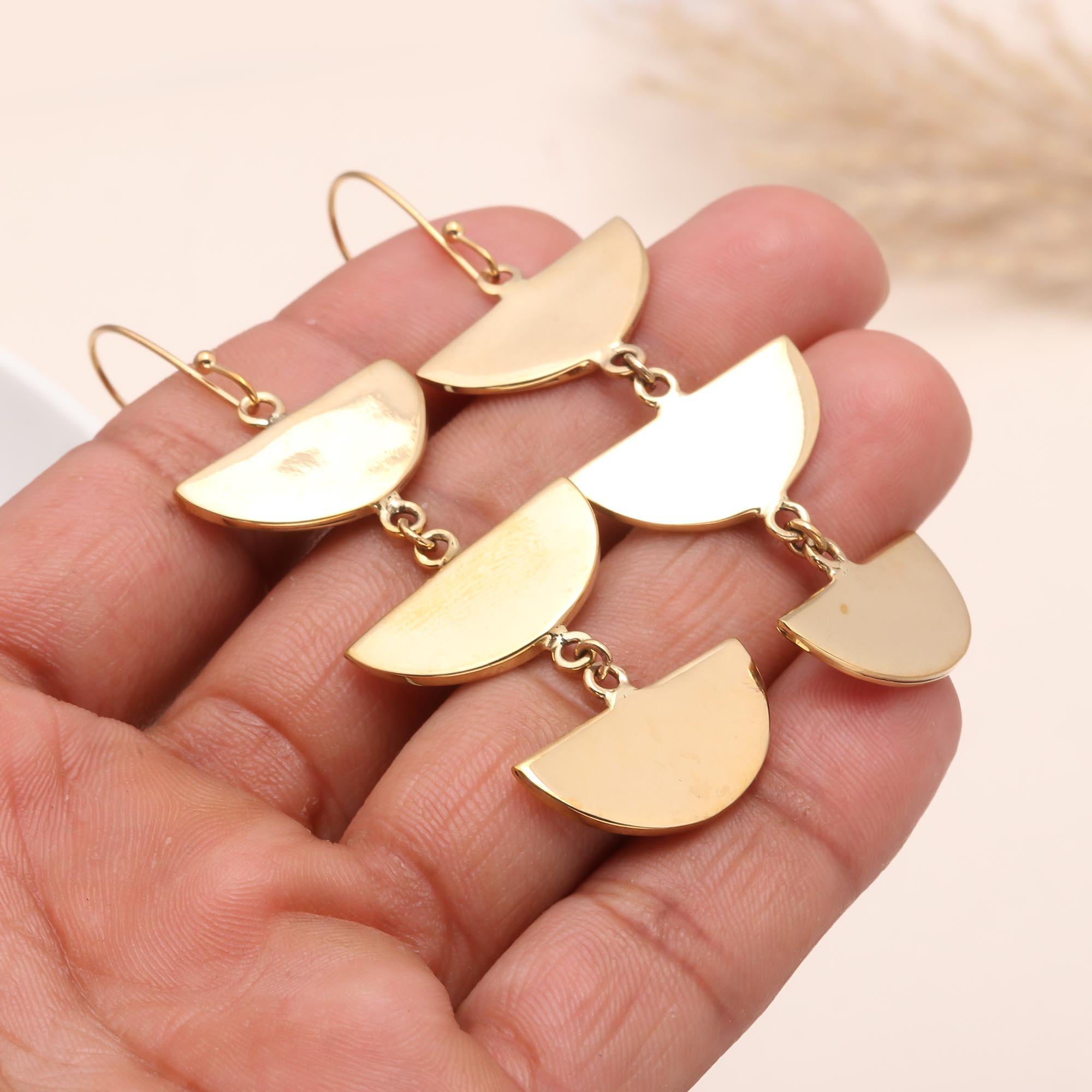 The Golden Crescent: Tiered Half-Moon Earrings