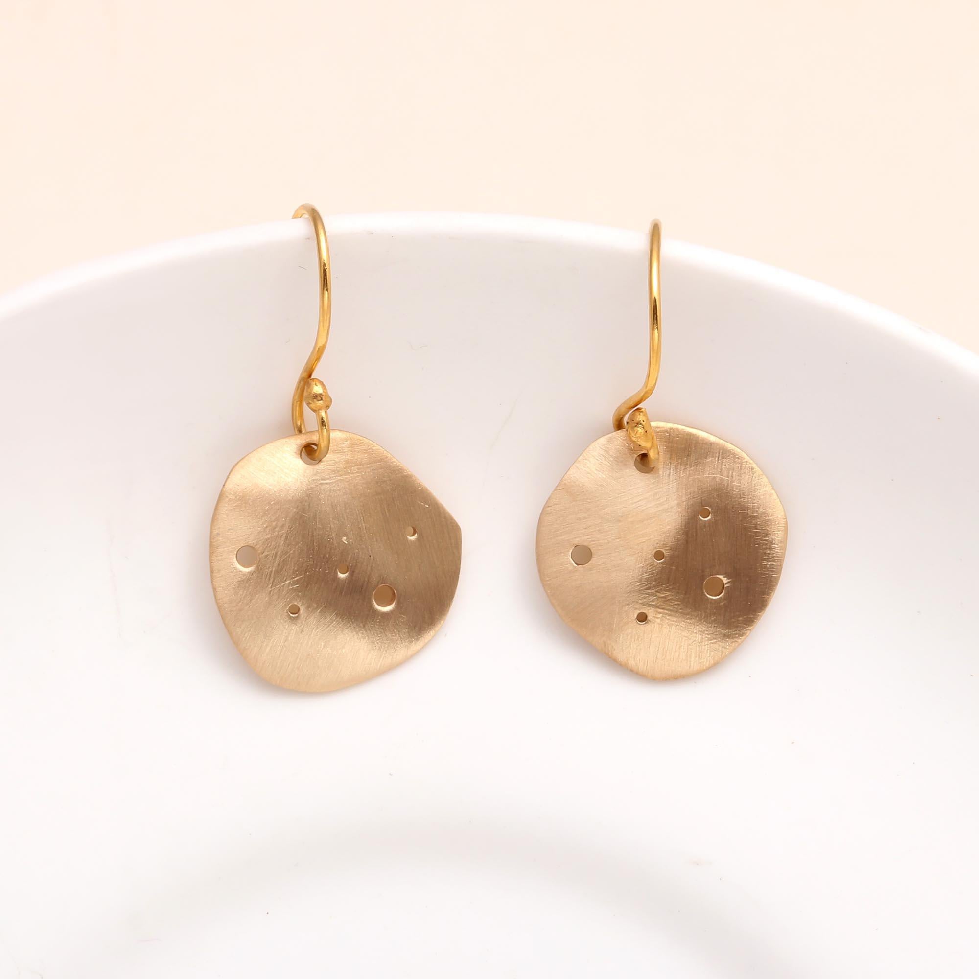 The Celestial Disc: Organic Perforated Earrings