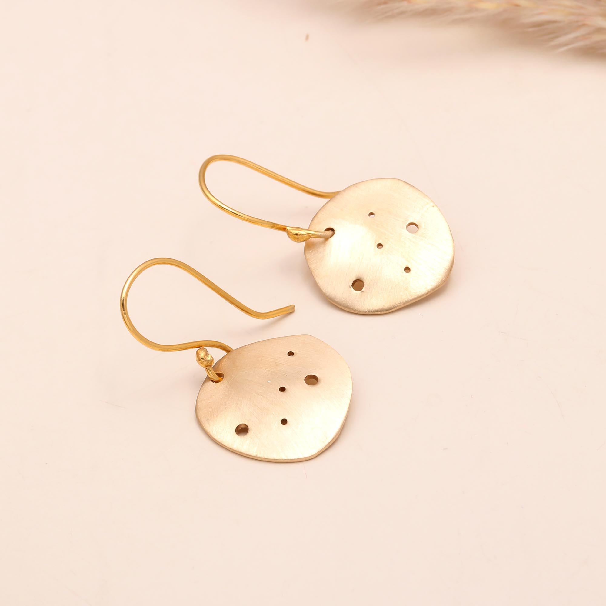The Celestial Disc: Organic Perforated Earrings