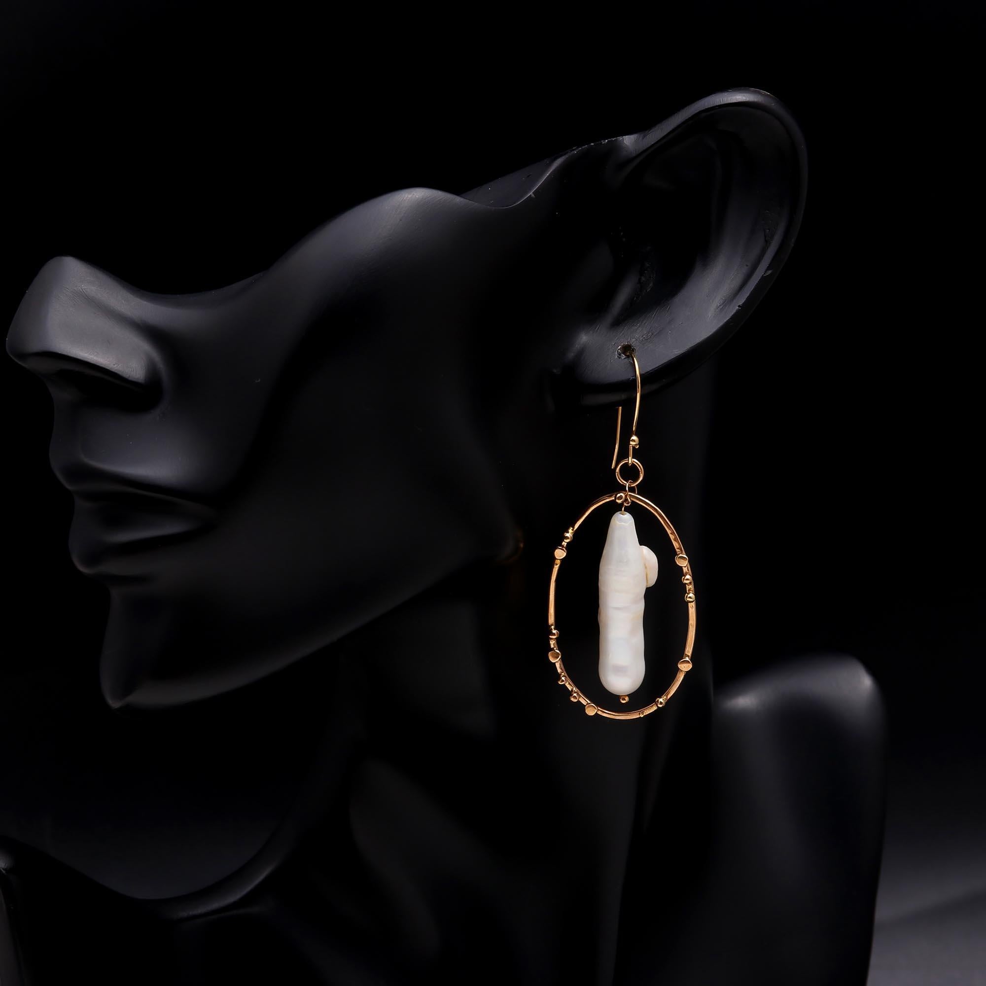 The Baroque Oval: Pearl & Wire Frame Earrings
