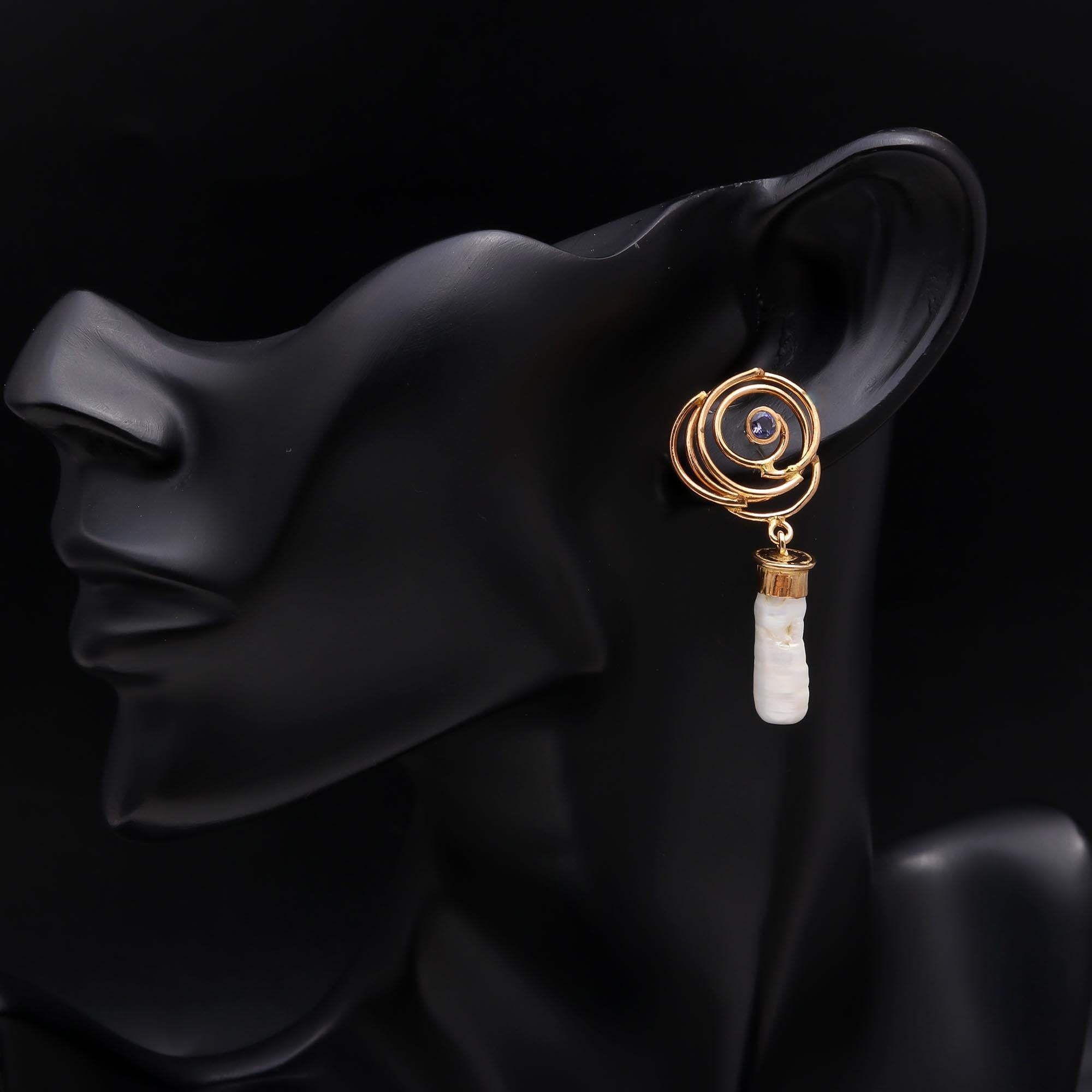 925 Sterling Silver Spiral Galaxy Pearl Drops Earrings