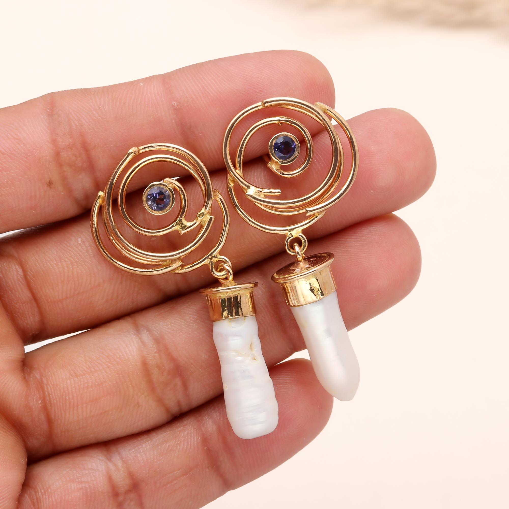 925 Sterling Silver Spiral Galaxy Pearl Drops Earrings