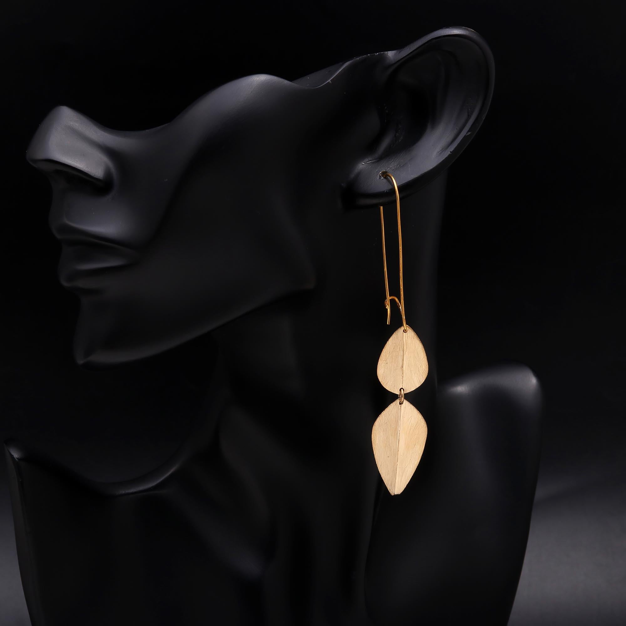 The Gilded Foliage: Textured Leaf Threader Earrings