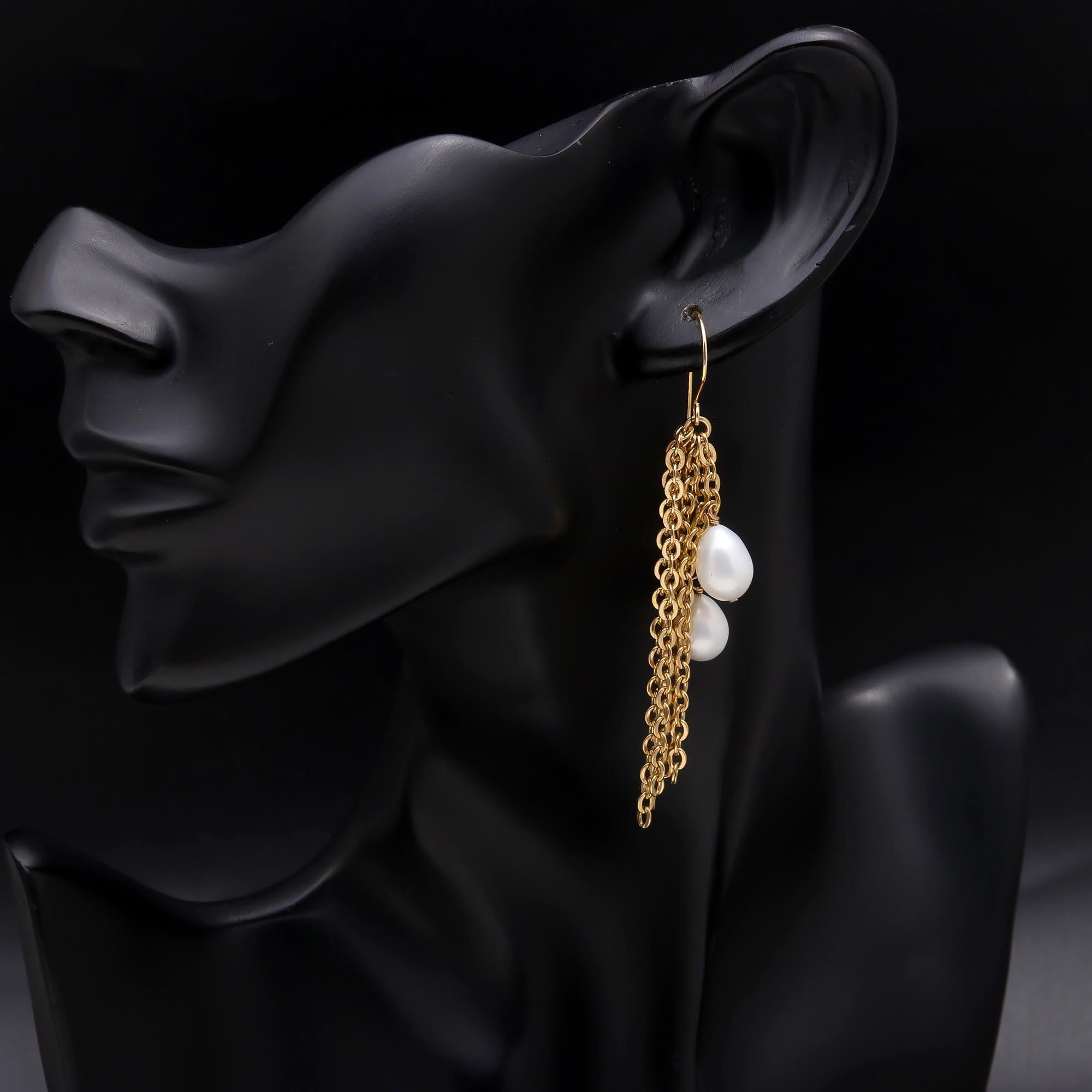 The Pearl Rain: Chain Fringe & Pearl Earrings