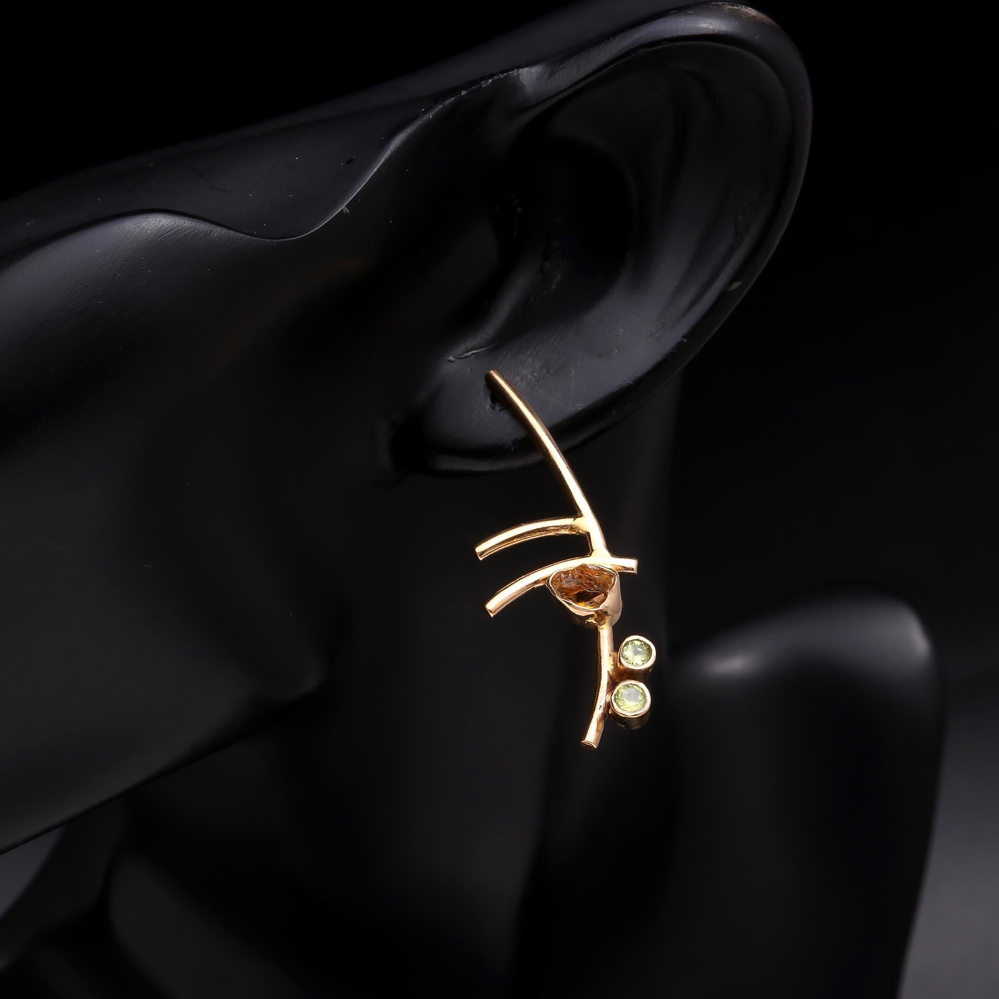 The Abstract Branch: Citrine & Peridot Gold Earrings