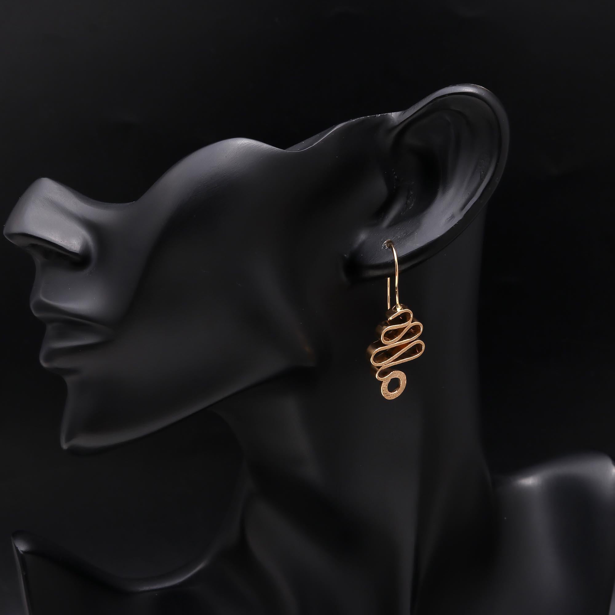 The Abstract Squiggle: Hammered Gold Art Earrings