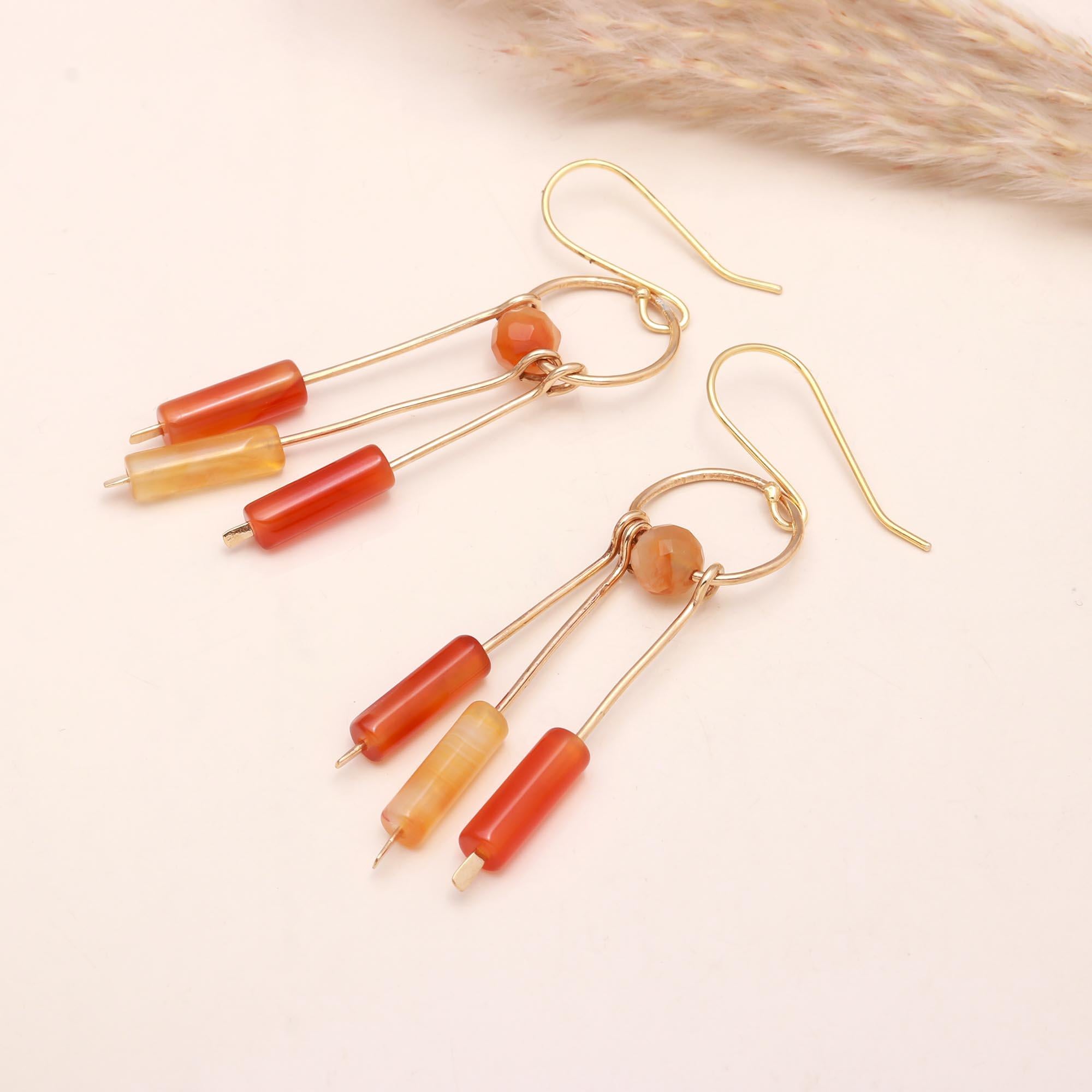 The Carnelian Linear: Tube Bead Drop Earrings