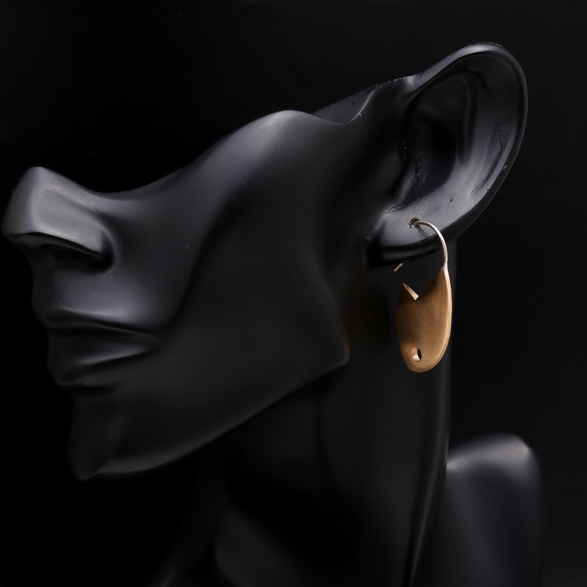 The Sculpted Petal: Brushed Gold Abstract Earrings