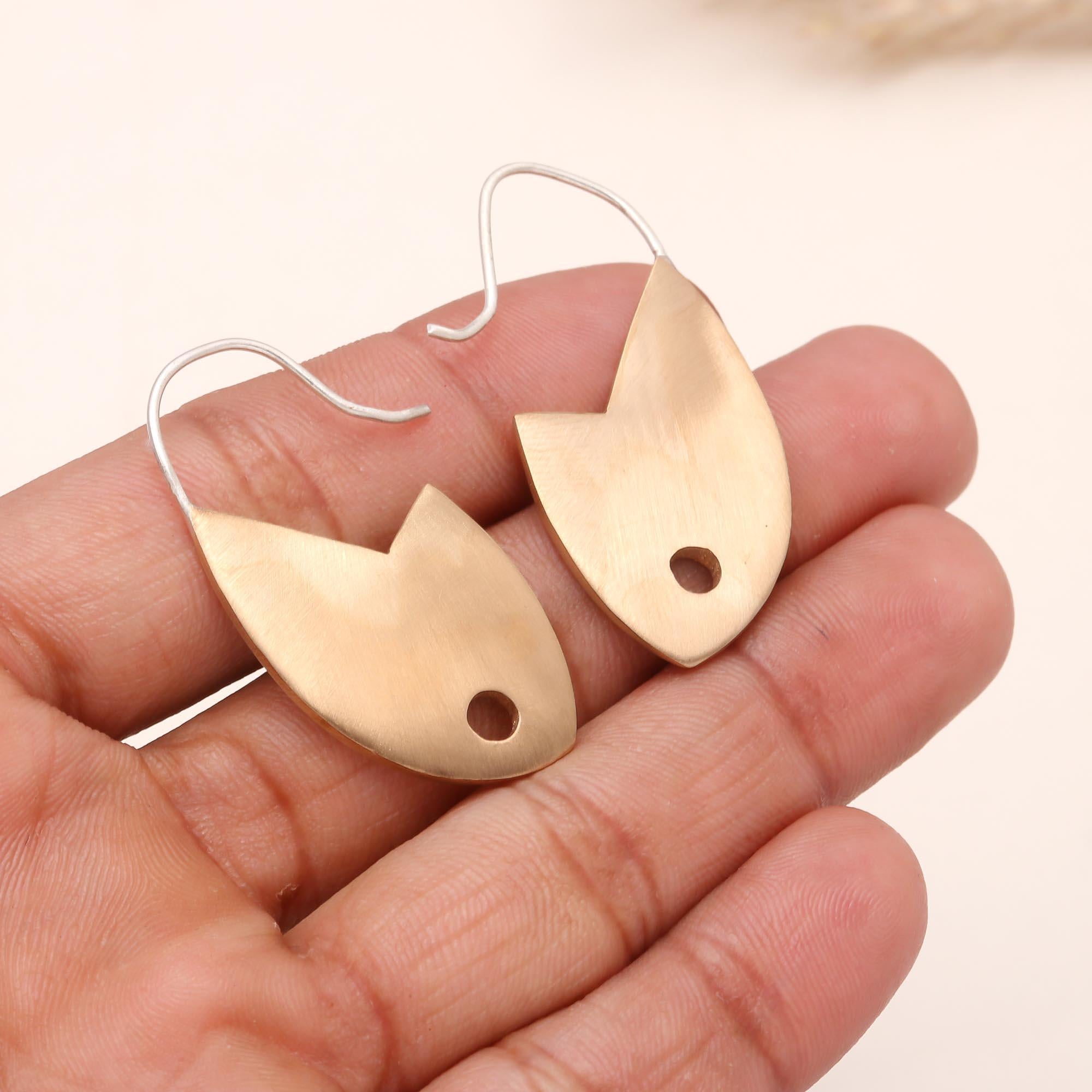 The Sculpted Petal: Brushed Gold Abstract Earrings