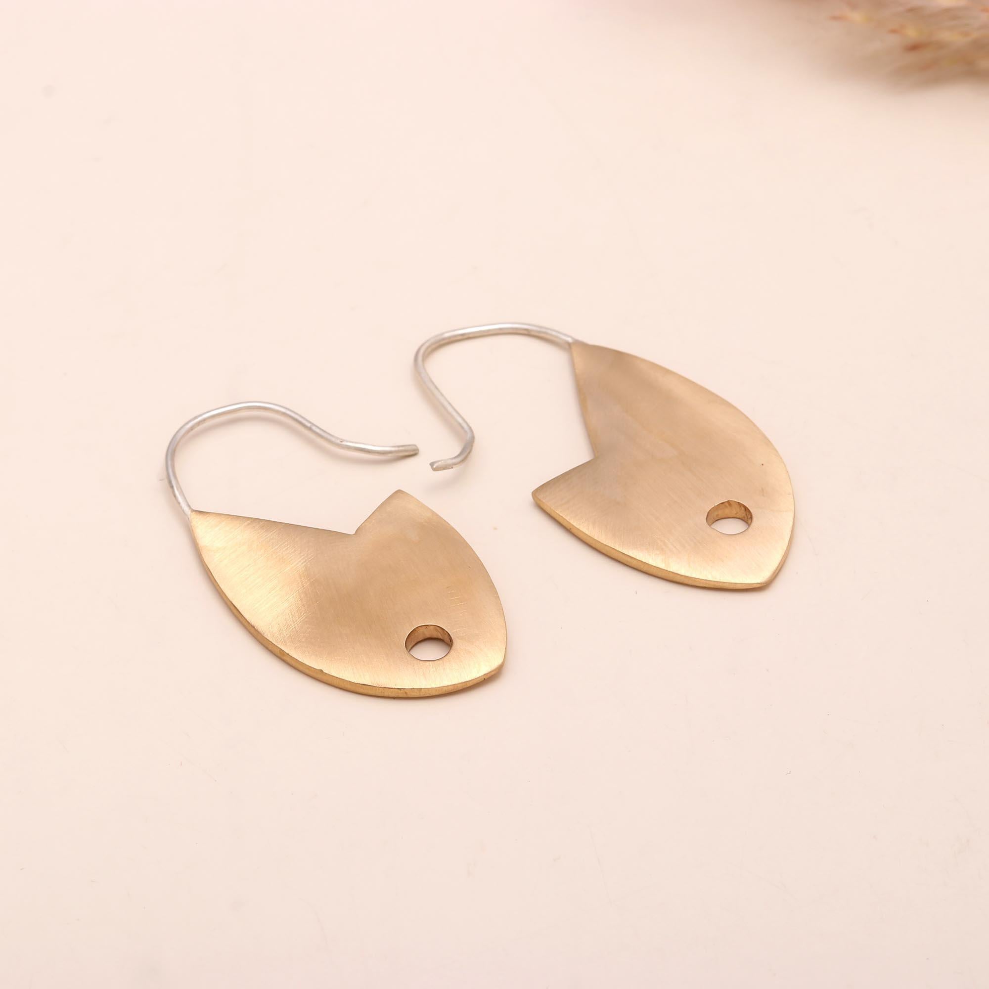 The Sculpted Petal: Brushed Gold Abstract Earrings